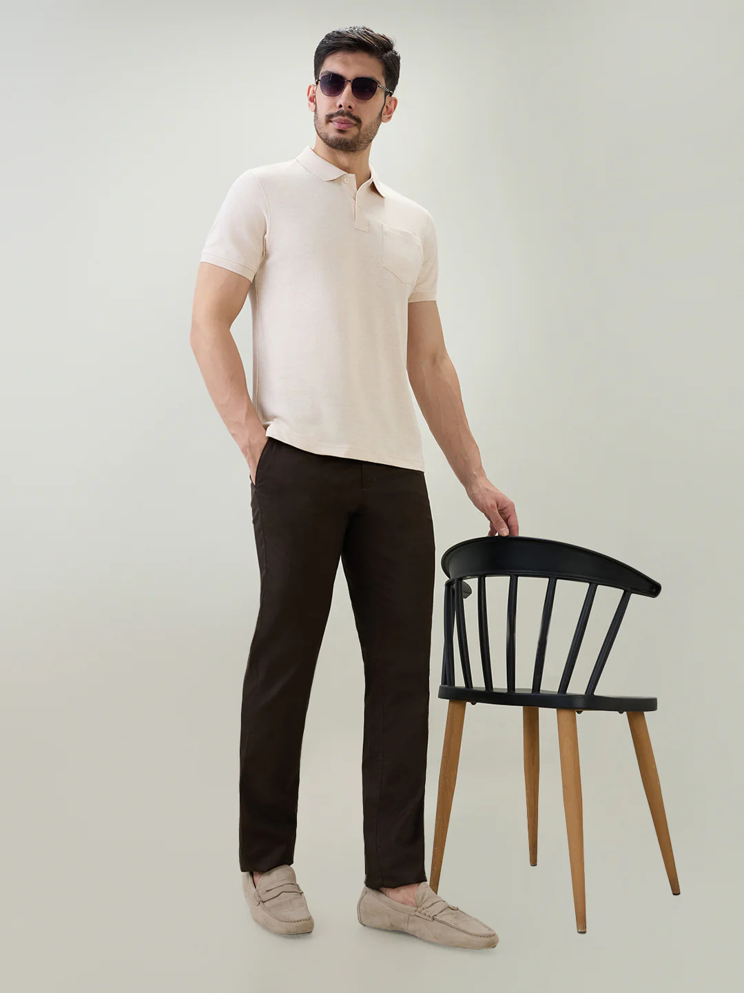 Colorplus Men Green Twill Slim Fit Cotton Trouser - Image 6