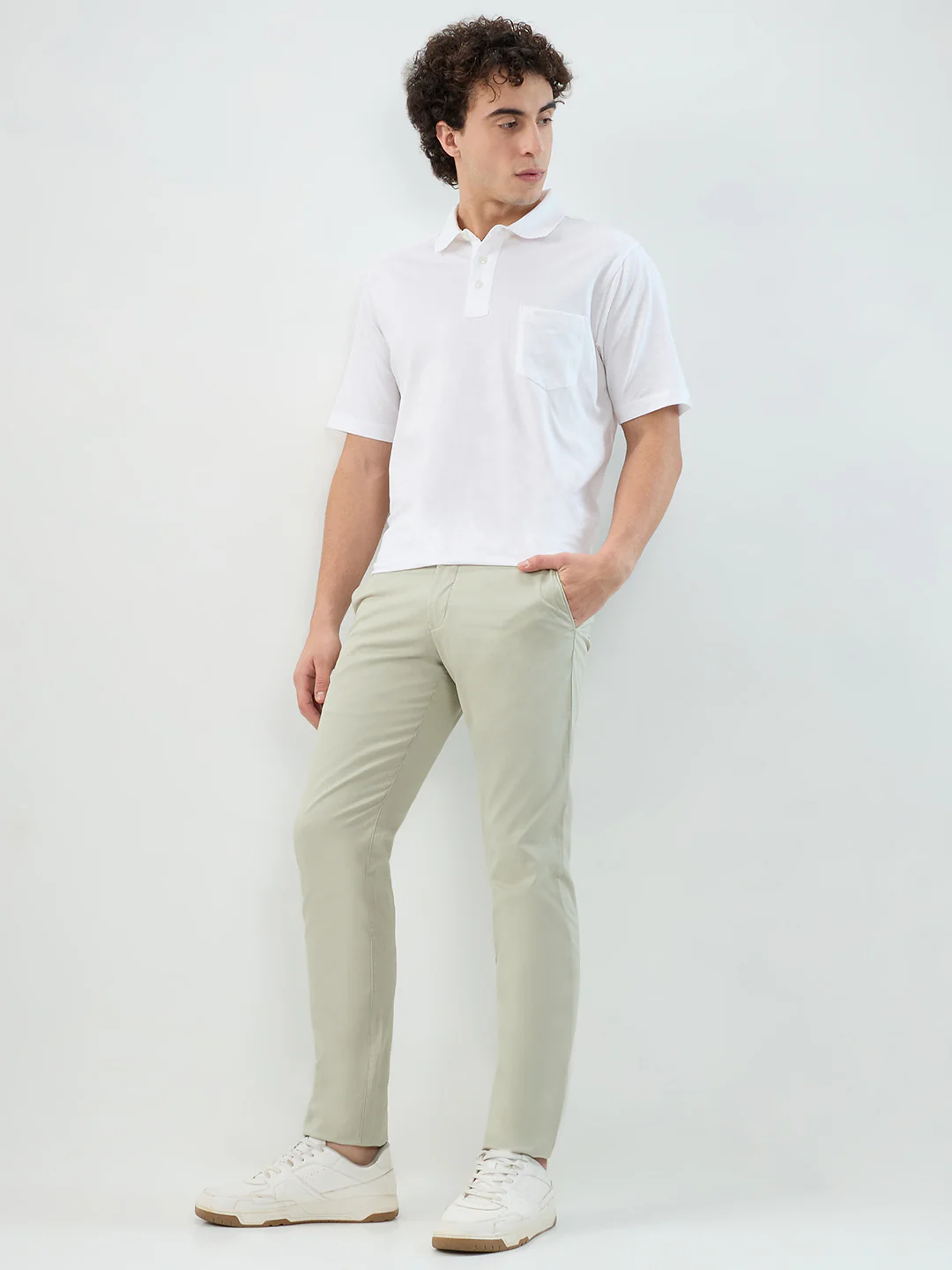 Colorplus Men Green Twill Tapered Fit Cotton Blend Trouser - Image 5