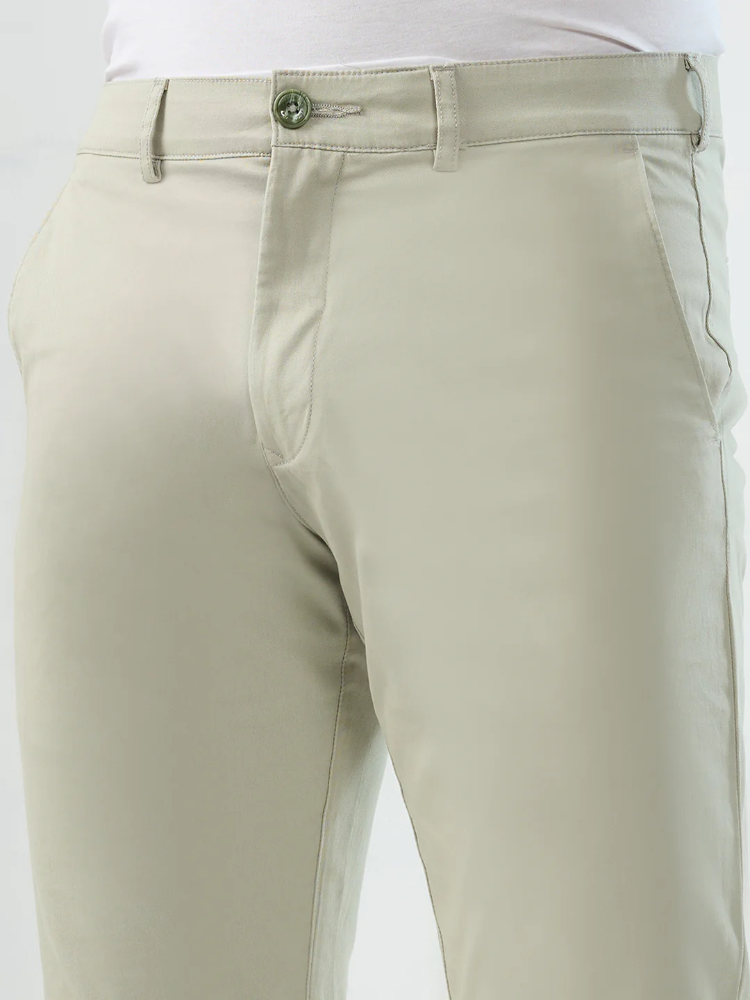 Colorplus Men Green Twill Tapered Fit Cotton Blend Trouser - Image 6