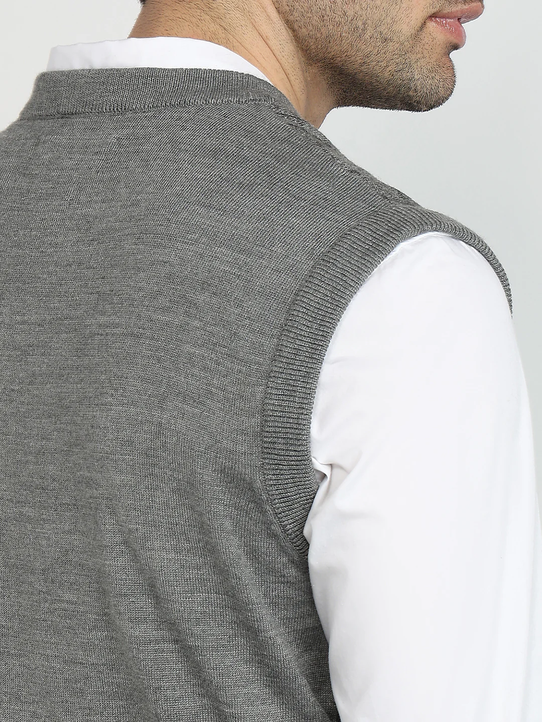 Colorplus Men Grey Checks Regular Fit Acrylic Blend Sweatshirt - Image 7