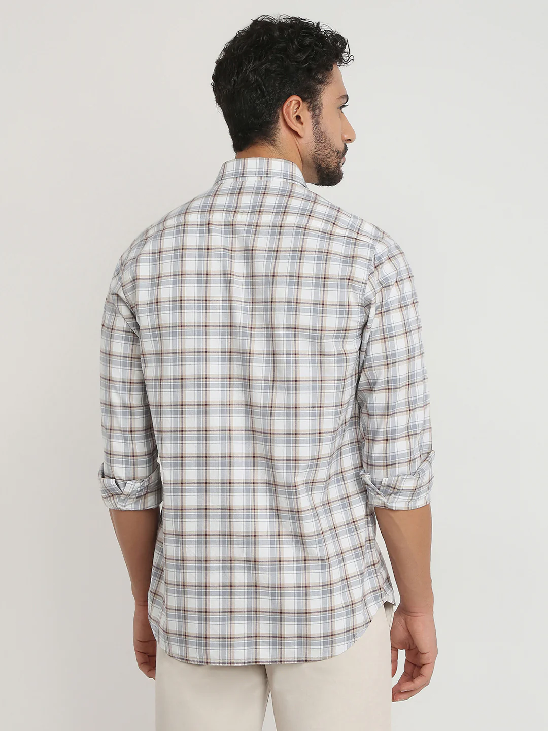 Colorplus Men Grey Checks Regular Fit Cotton Casual Shirt - Image 5