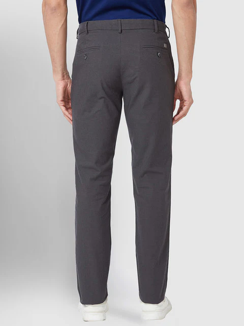 ColorPlus Men Grey Contemporary Fit Checks Trouser - Image 4