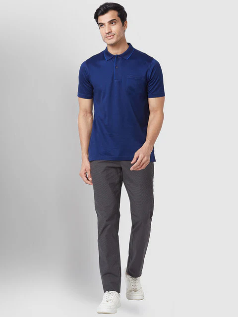 ColorPlus Men Grey Contemporary Fit Checks Trouser - Image 5