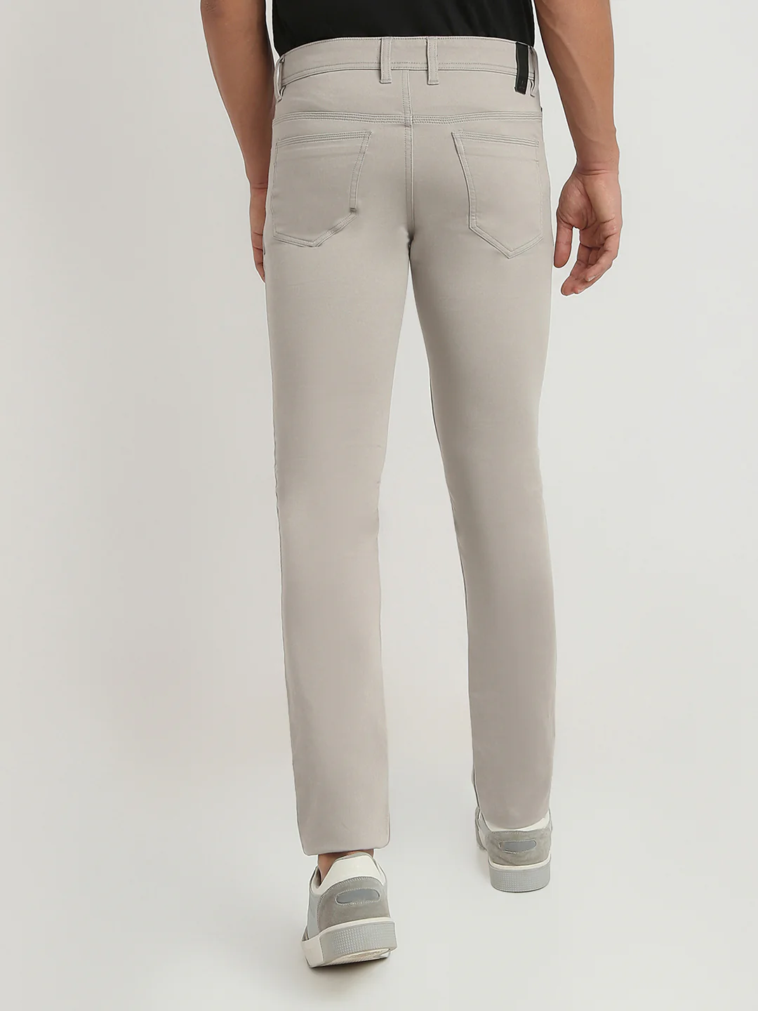 Colorplus Men Grey Dobby Mid Rise Slim Fit Cotton Blend Trouser - Image 4