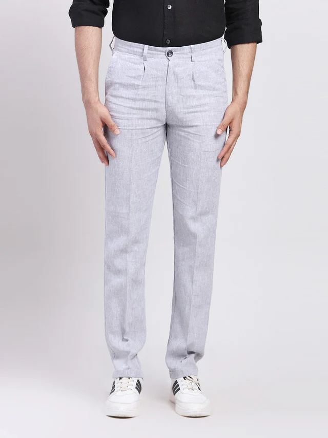 Colorplus Men Grey Dyed Regular Fit Trouser