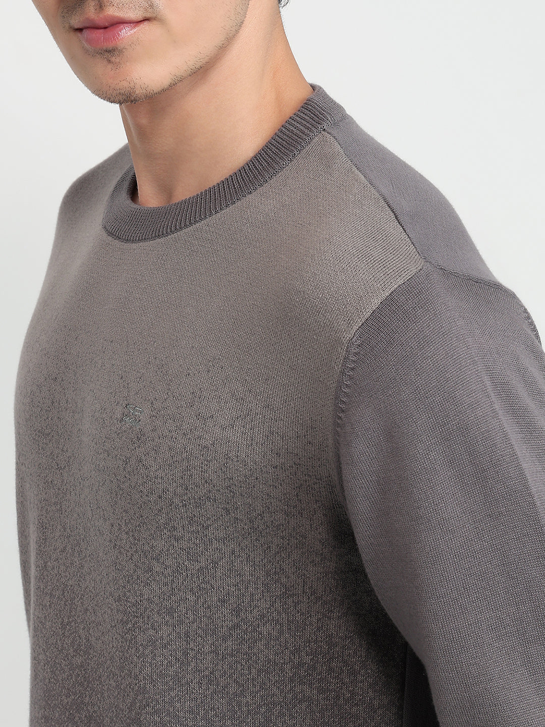 Colorplus Men Grey Jacquard Regular Fit Cotton Sweatshirt - Image 6