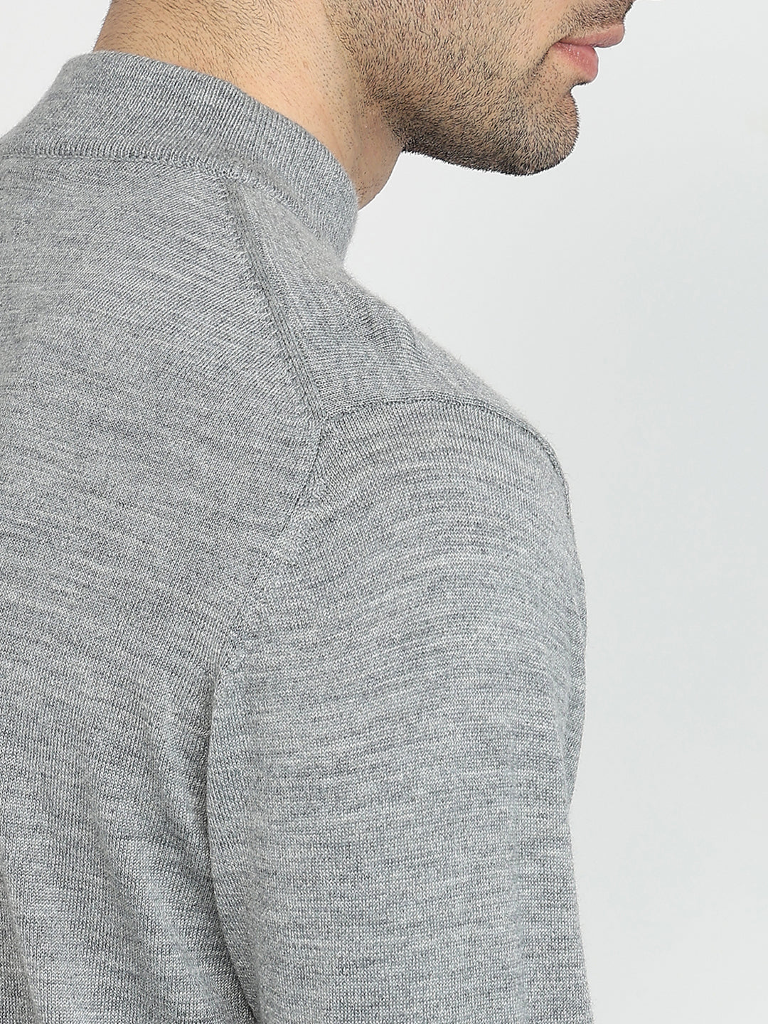 Colorplus Men Grey Plain Regular Fit Marino Blend Sweatshirt - Image 7