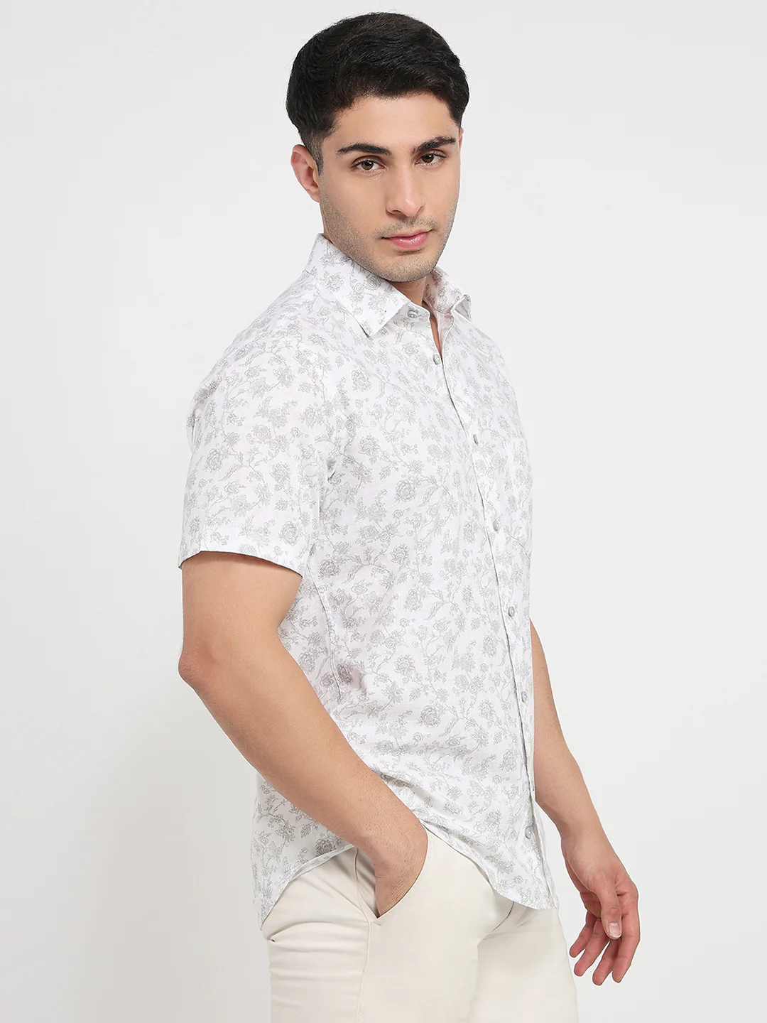 Colorplus Men Grey Print Regular Fit Cotton Shirt - Image 3