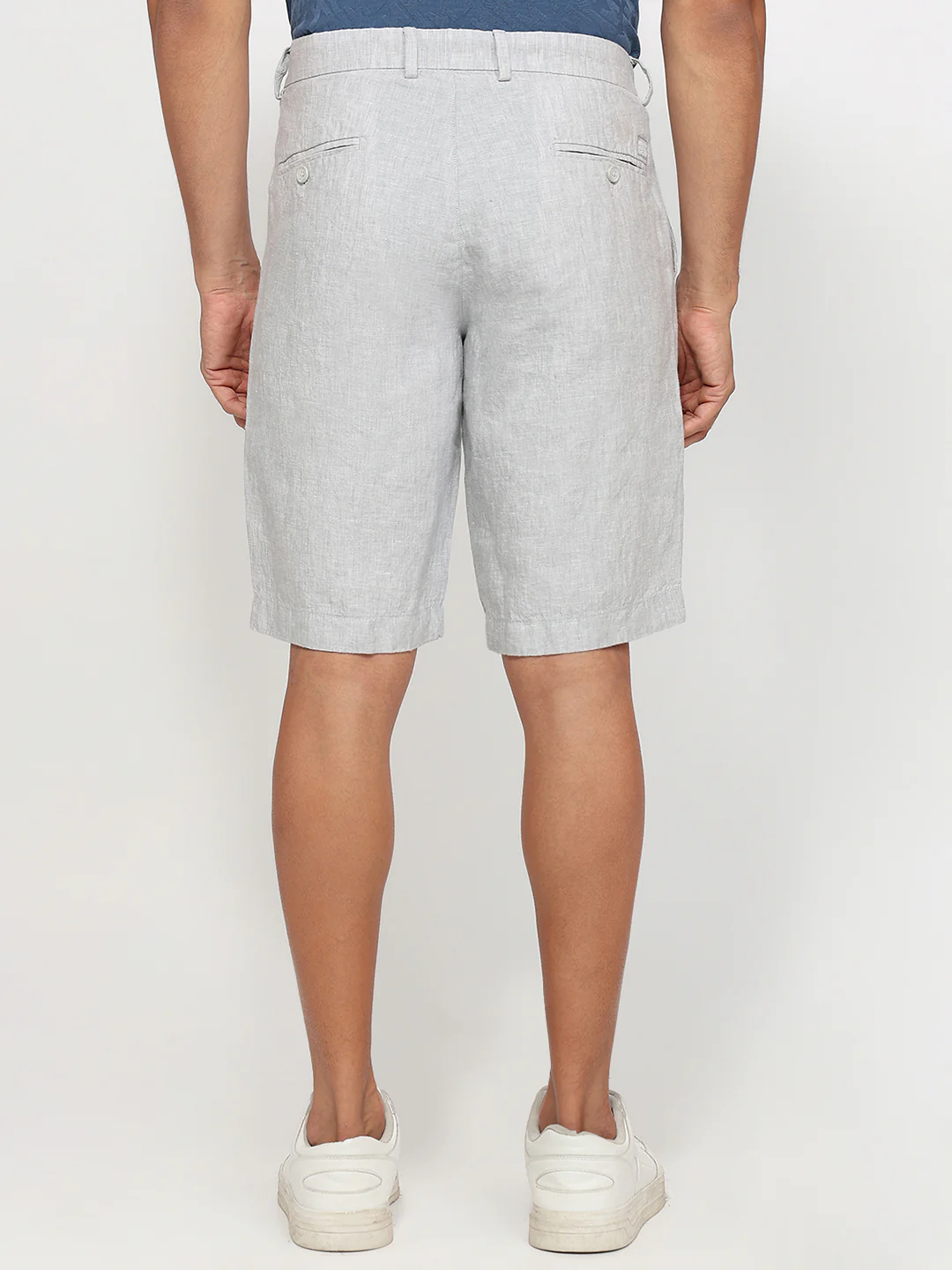 Colorplus Men Grey Regular Fit Plain Linen Shorts - Image 4