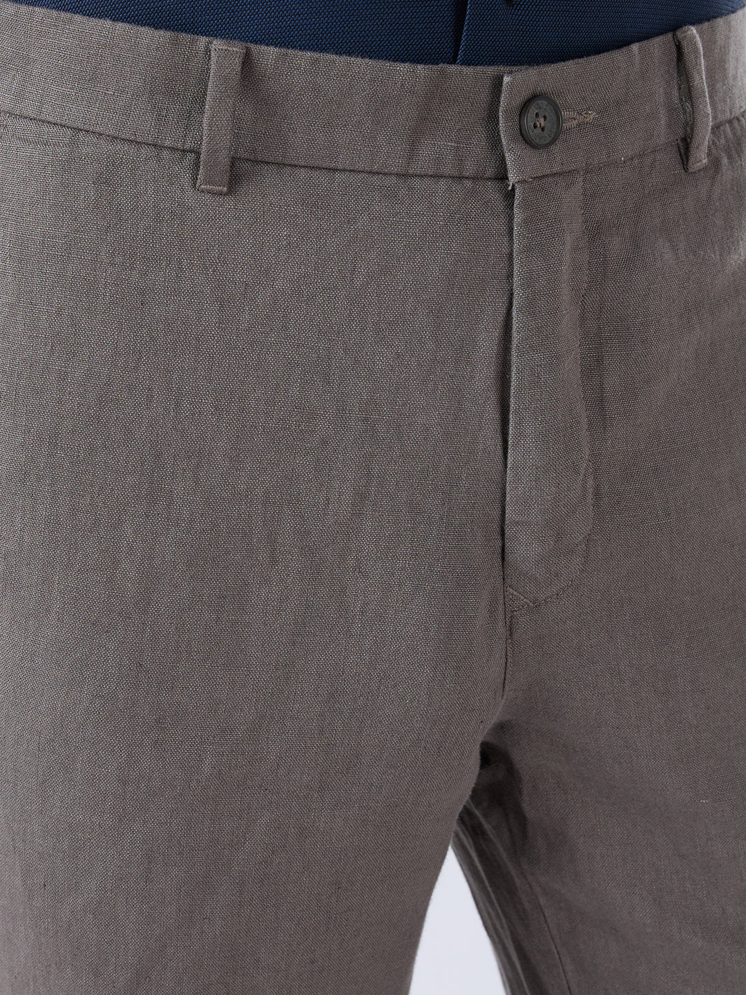 Colorplus Men Grey Regular Fit Plain Linen Trouser - Image 6