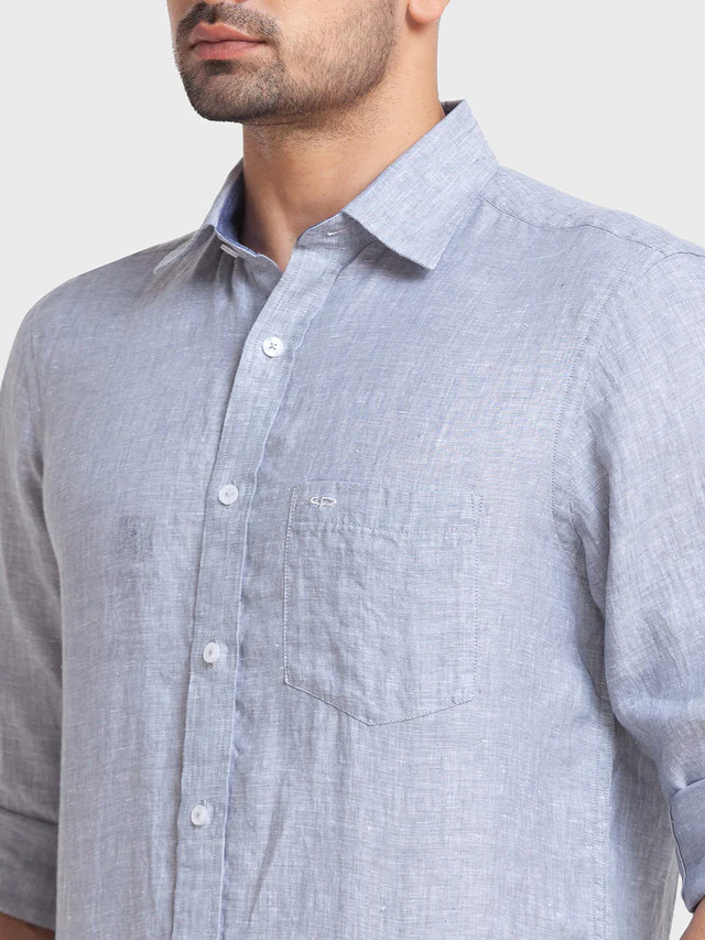 Colorplus Men Grey Self Design Tailored Fit Full Sleeve Spread Collar Shirt - Image 6