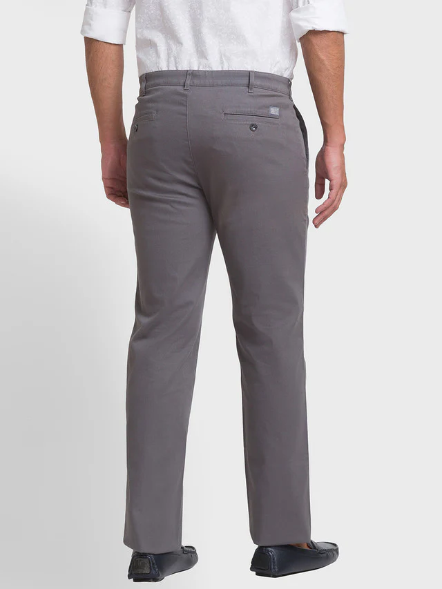 Colorplus Men Grey Self Design Tailored Fit Trouser - Image 4