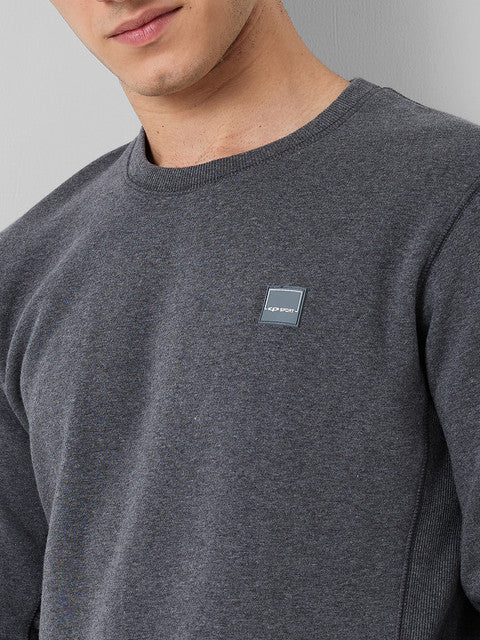 Colorplus Men Grey Solid Regular Fit Cotton Blend Sweatshirt - Image 5