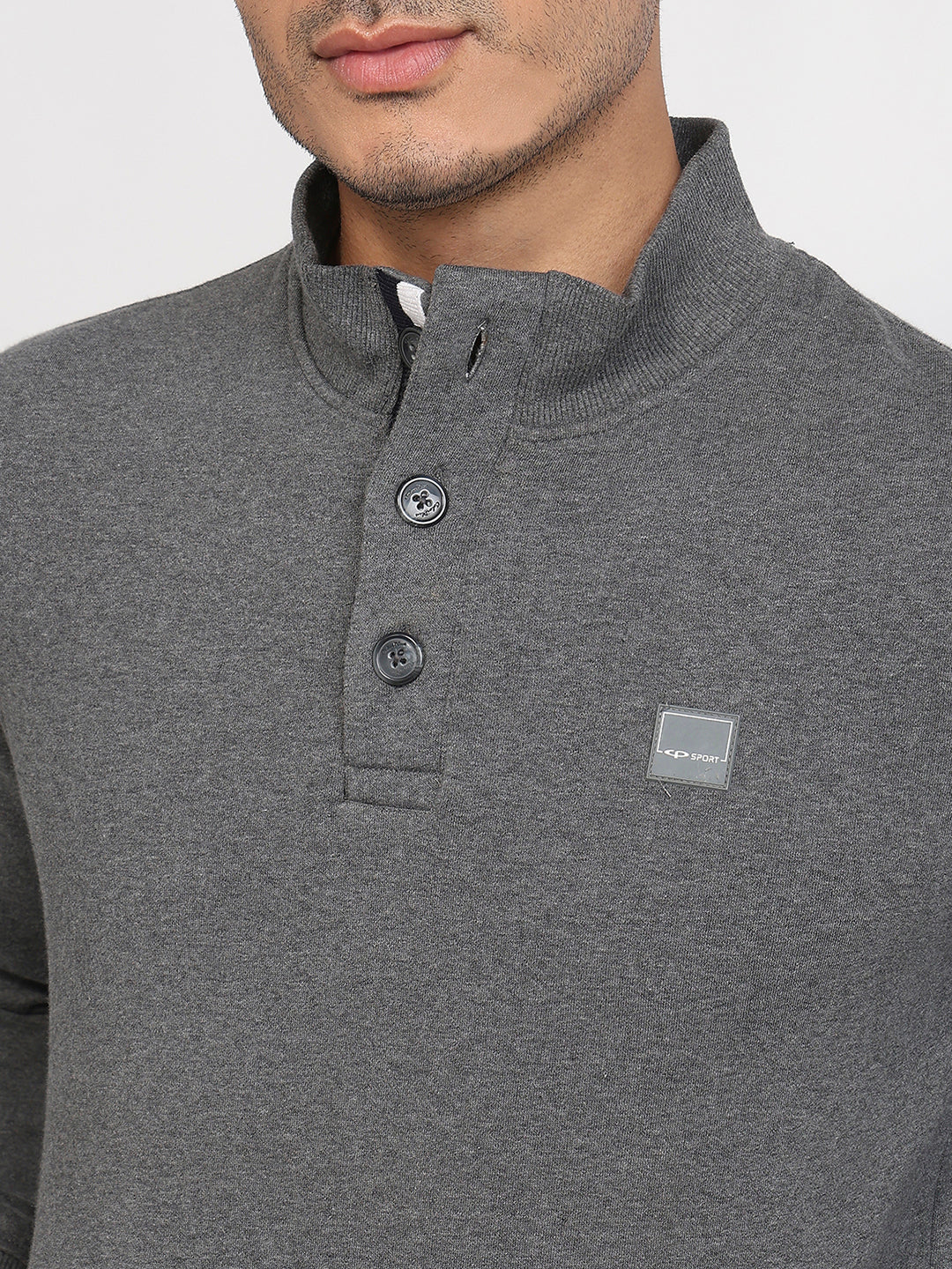 Colorplus Men Grey Solid Regular Fit Cotton Blend Sweatshirt - Image 6