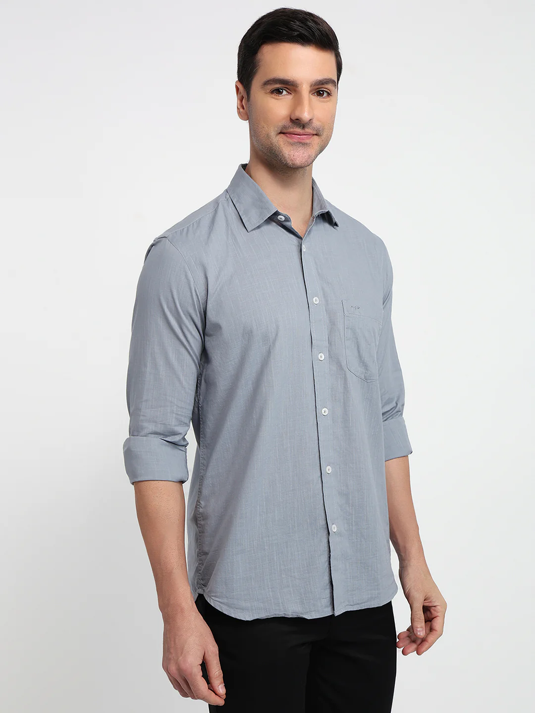 Colorplus Men Grey Solid Regular Fit Cotton Casual Shirt - Image 3