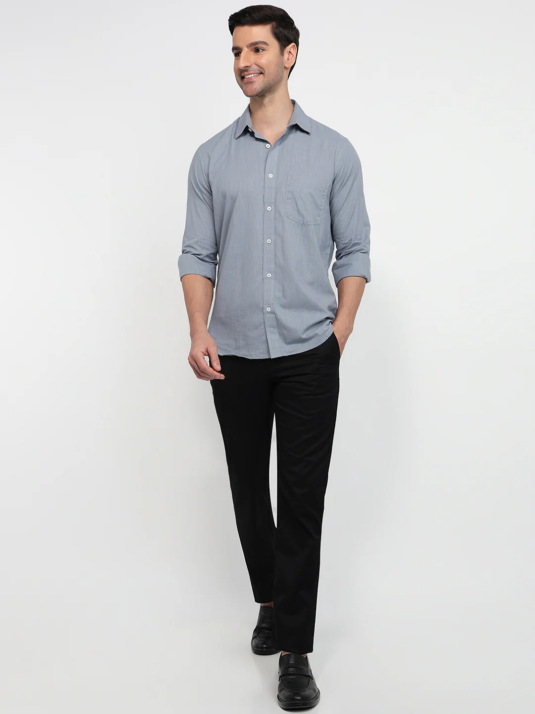 Colorplus Men Grey Solid Regular Fit Cotton Casual Shirt - Image 6