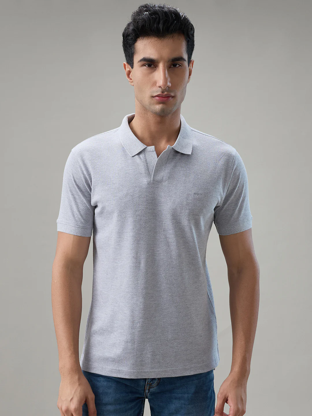Colorplus Men Grey Solid Regular Fit Cotton T-Shirt
