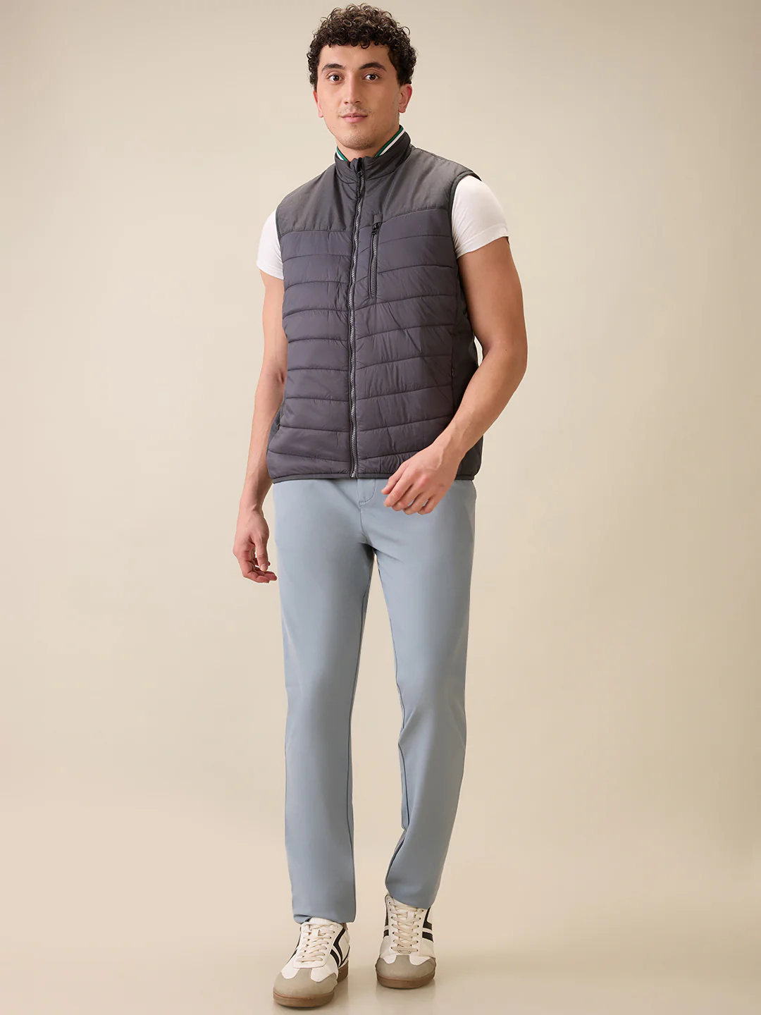 Colorplus Men Grey Solid Regular Fit Polyester Sleeveless Jacket - Image 5