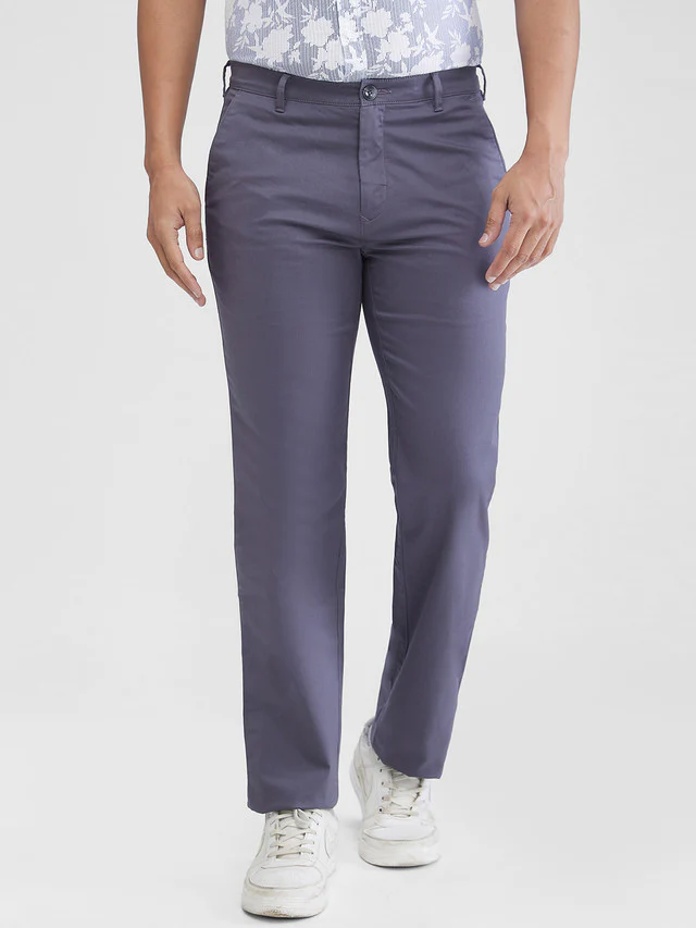 Colorplus Men Grey Solid Regular Fit Trouser