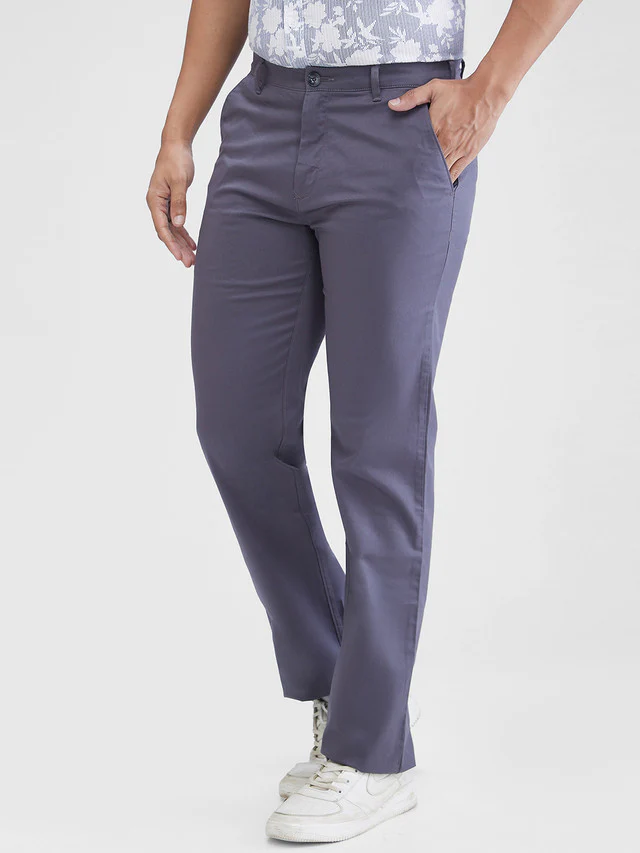 Colorplus Men Grey Solid Regular Fit Trouser - Image 3
