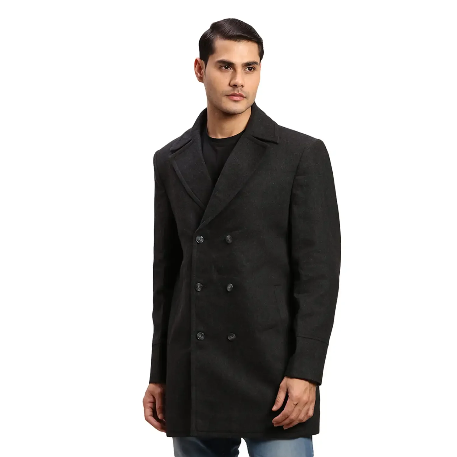 Colorplus Men Grey Solid Regular Fit Wool Blend Bomber Jacket - Image 3