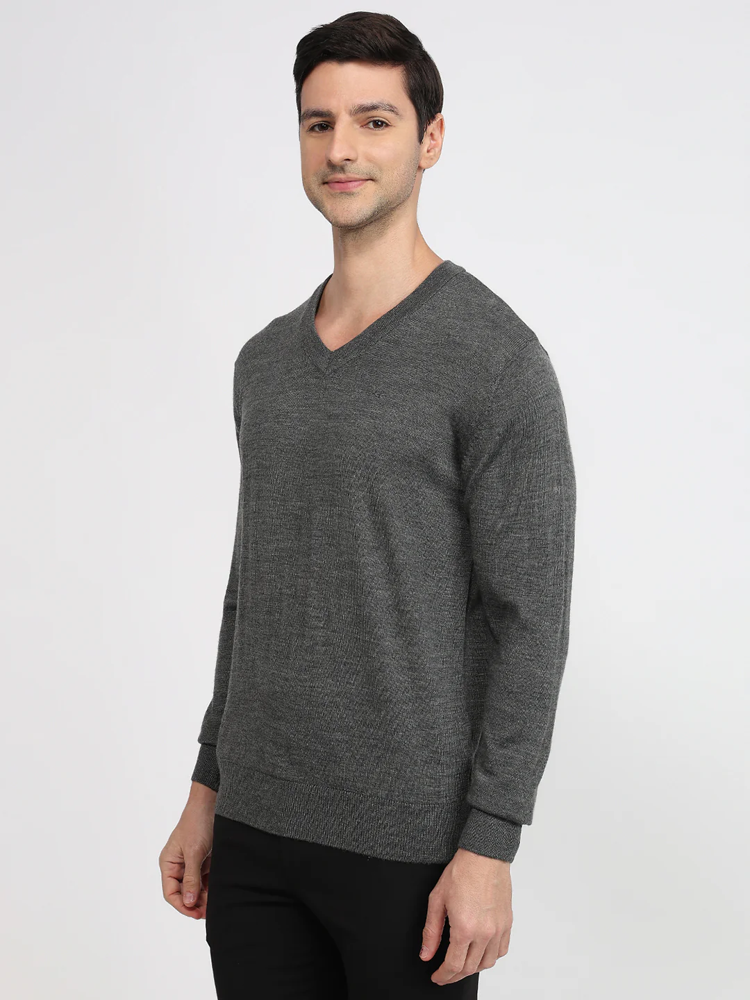 Colorplus Men Grey Solid Regular Fit Wool Blend Sweatshirt - Image 2