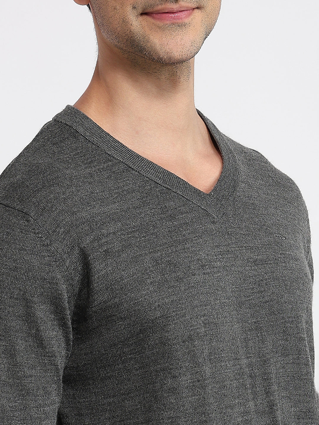 Colorplus Men Grey Solid Regular Fit Wool Blend Sweatshirt - Image 6