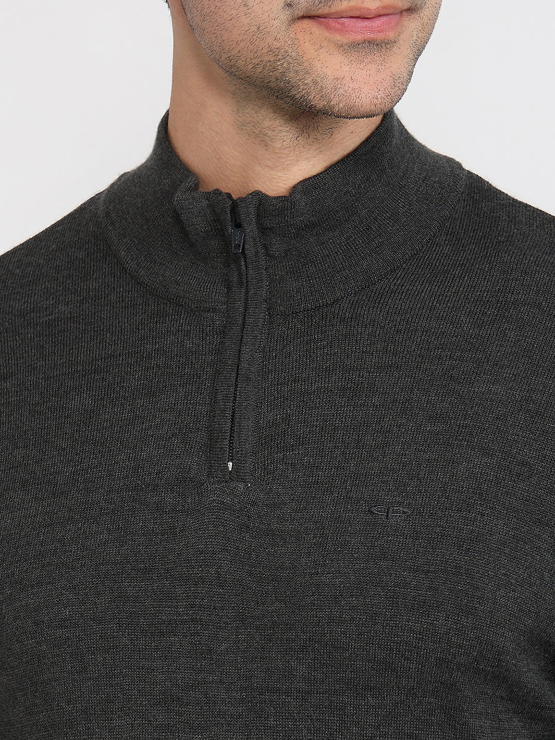 Colorplus Men Grey Solid Regular Fit Wool Blend Sweatshirt - Image 6