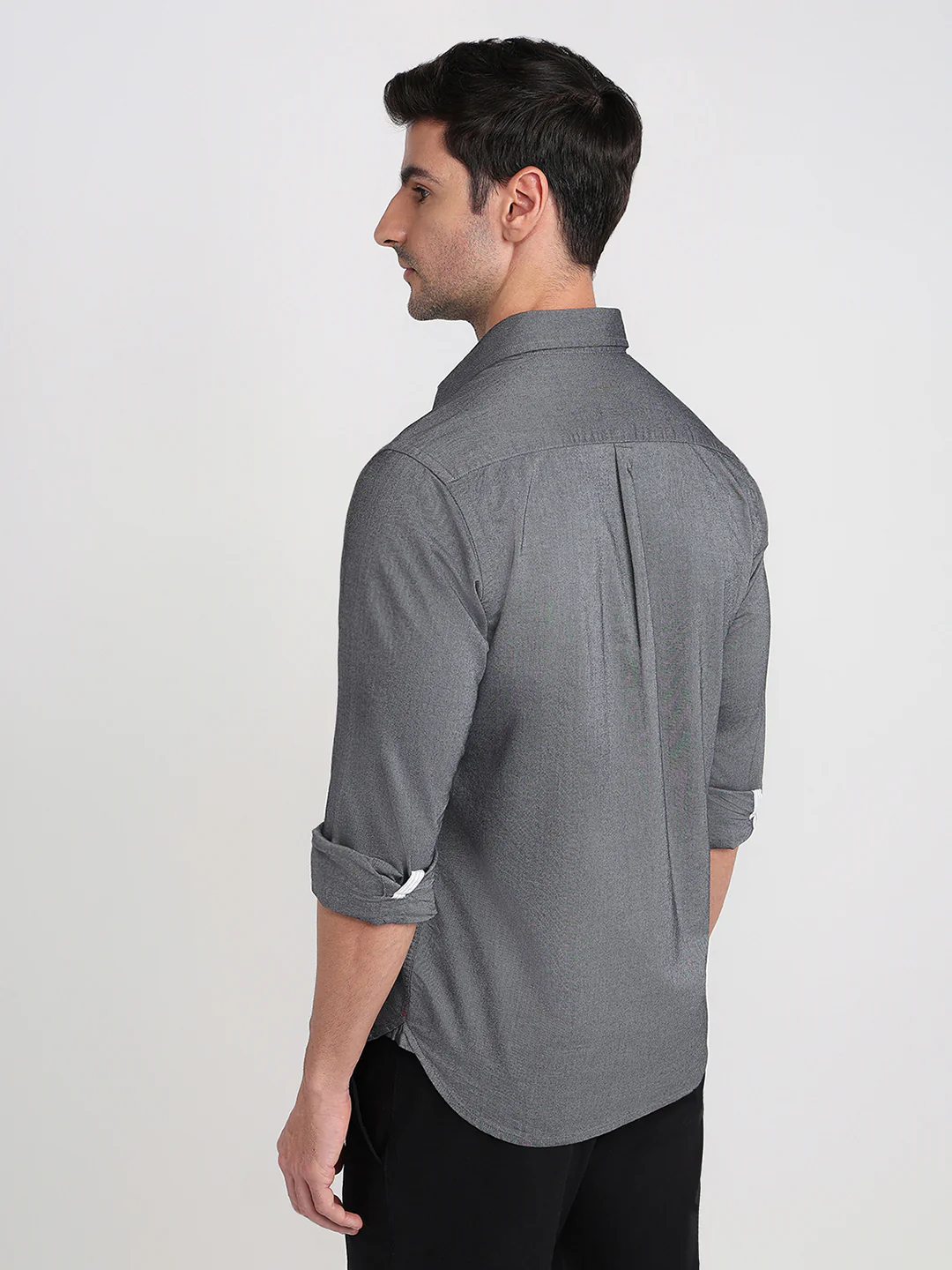 Colorplus Men Grey Solid Slim Fit Cotton Full Sleeve Casual Shirt - Image 4
