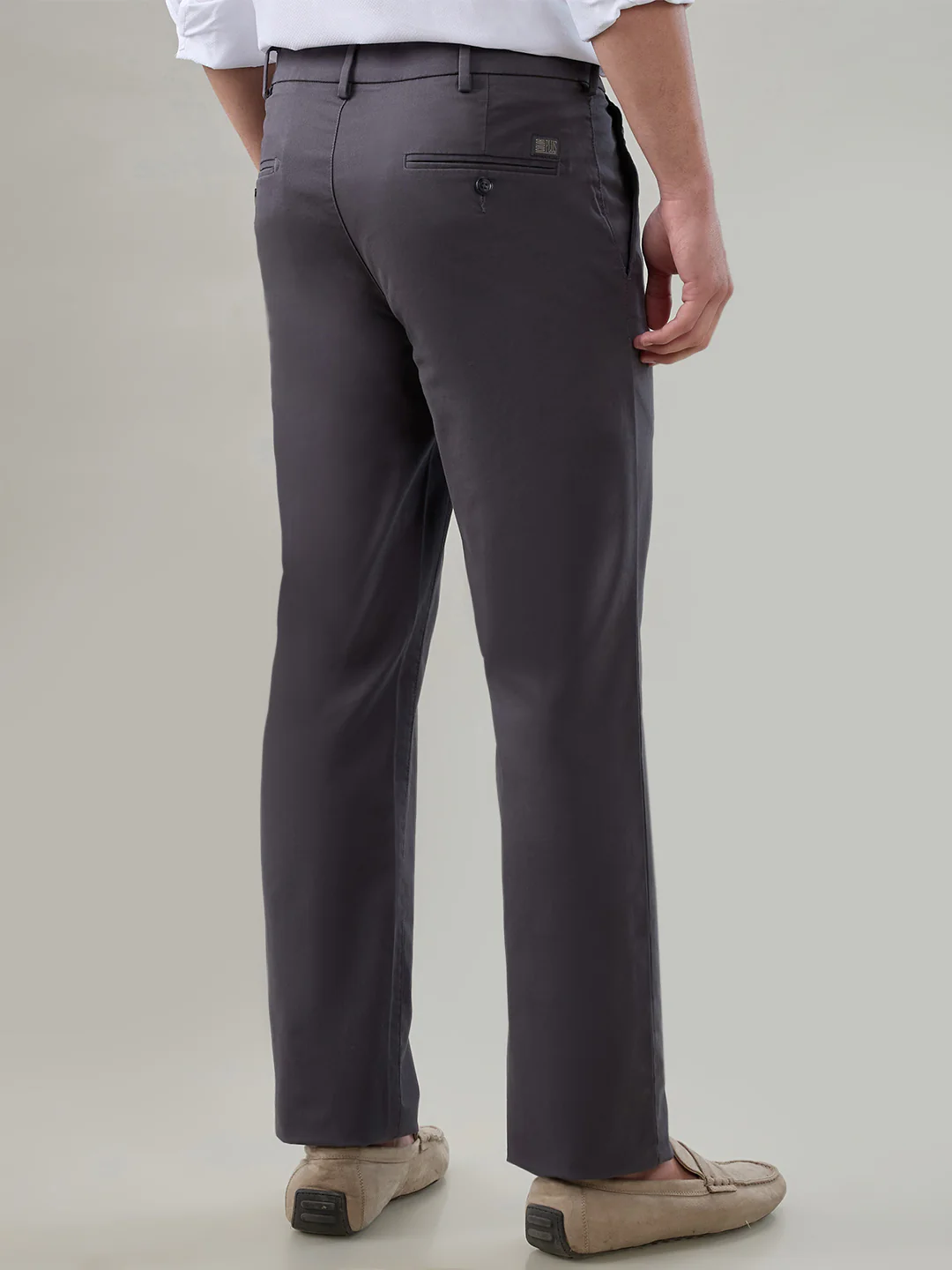 Colorplus Men Grey Twill Regular Fit Cotton Blend Trouser - Image 4