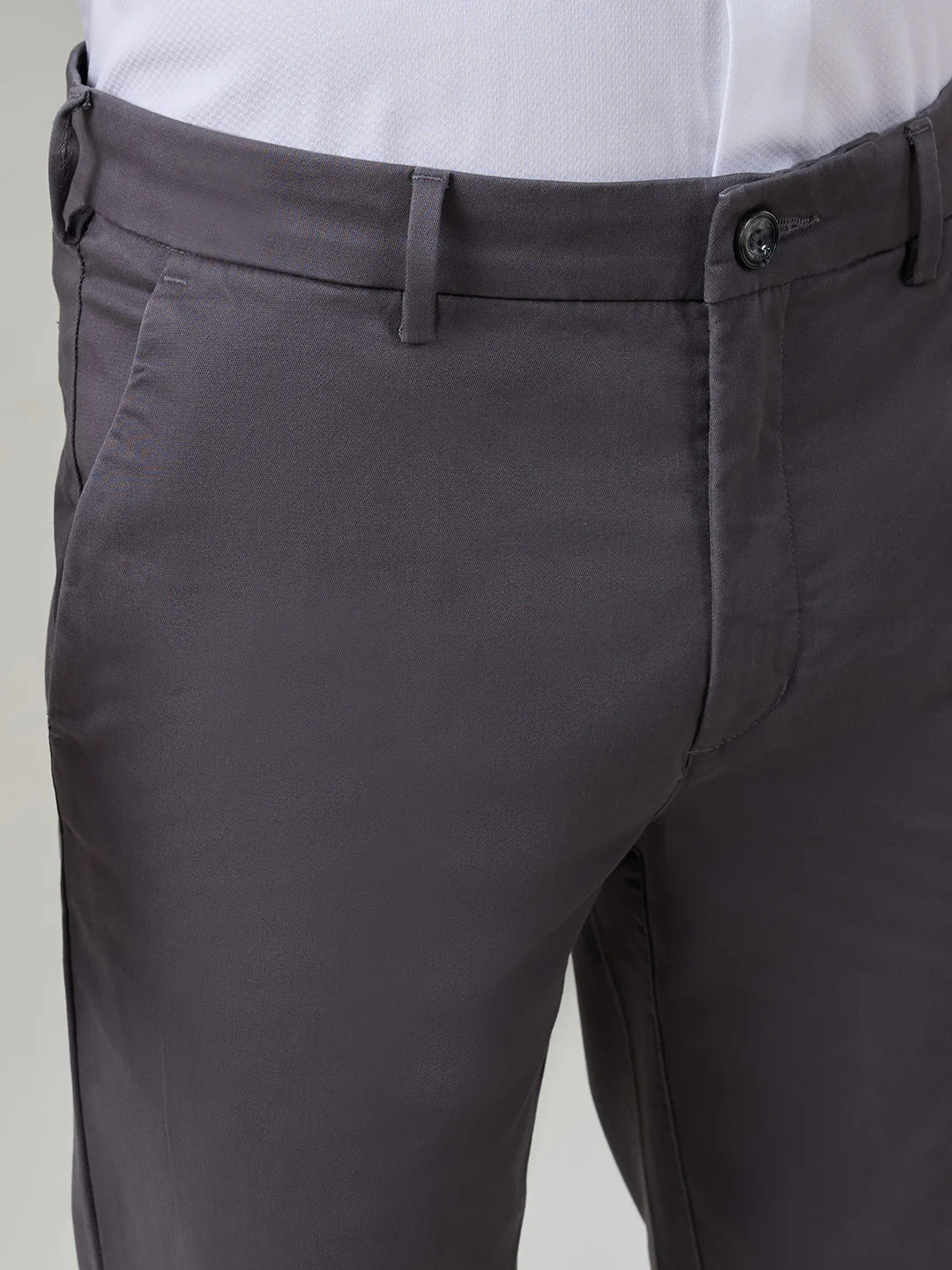 Colorplus Men Grey Twill Regular Fit Cotton Blend Trouser - Image 6