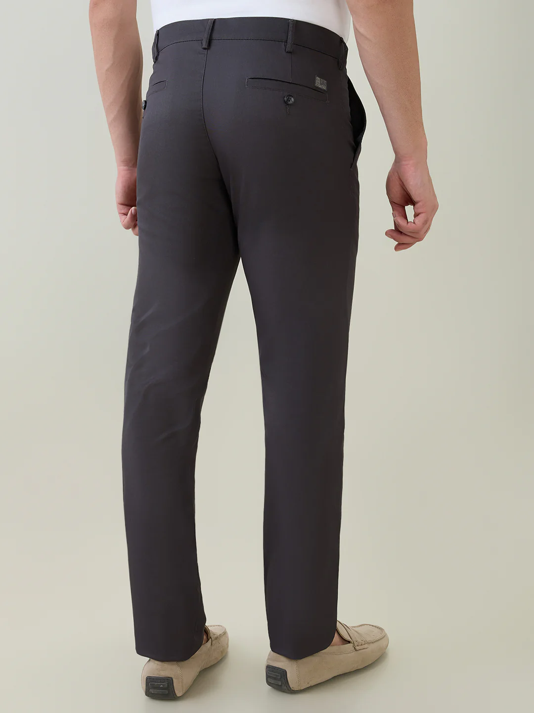 Colorplus Men Grey Twill Slim Fit Cotton Trouser - Image 4