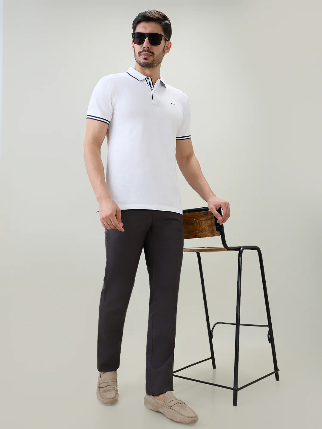 Colorplus Men Grey Twill Slim Fit Cotton Trouser - Image 6