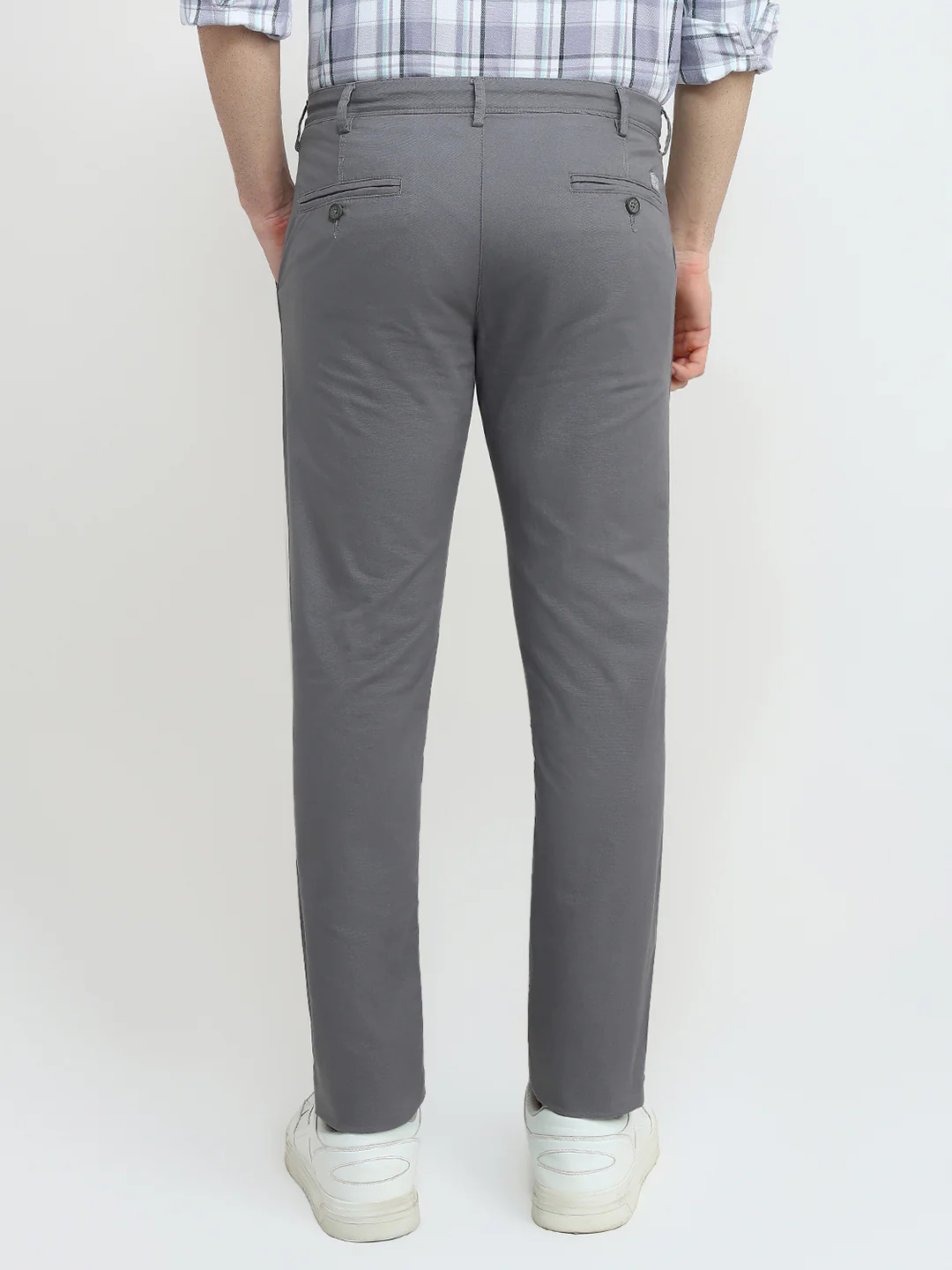 Colorplus Men Grey Twill Super Slim Fit Cotton Blend Trouser - Image 4