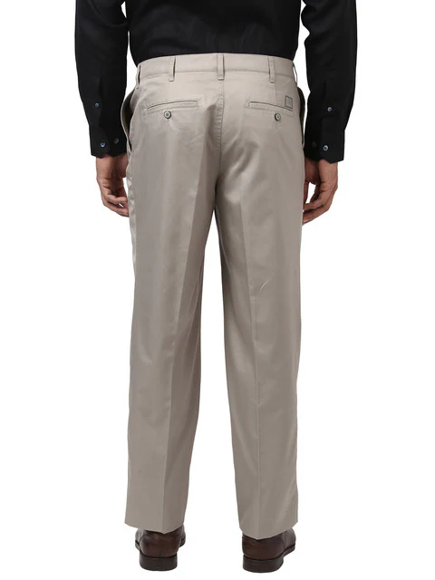 Colorplus Men Grey Yarn Dyed Classic Fit Cotton Trouser - Image 4