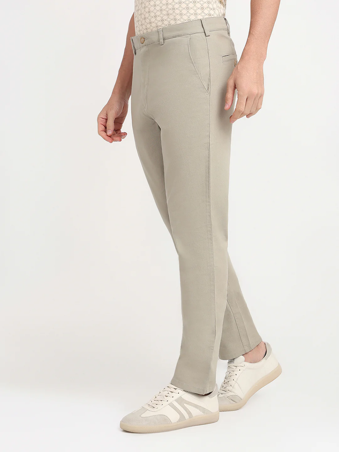 Colorplus Men Khaki Dobby Slim Fit Cotton Blend Trouser - Image 2