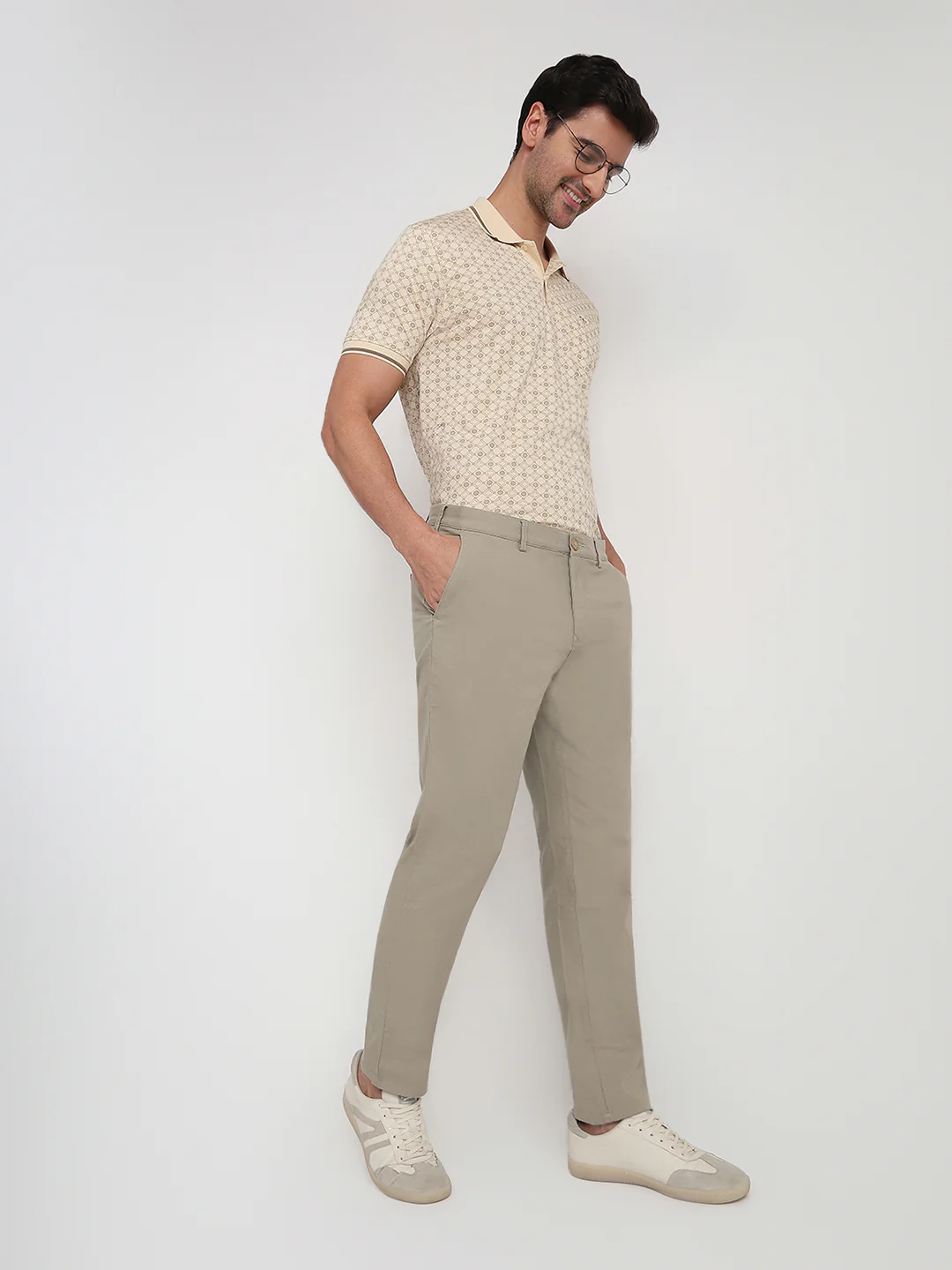 Colorplus Men Khaki Dobby Slim Fit Cotton Blend Trouser - Image 5