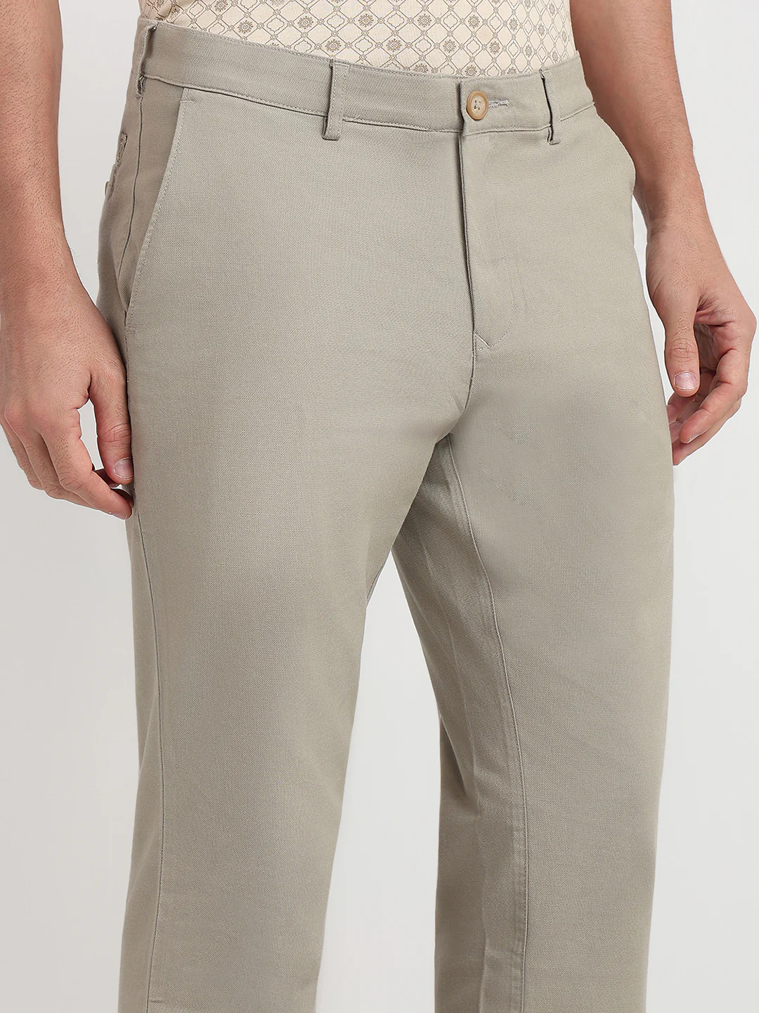 Colorplus Men Khaki Dobby Slim Fit Cotton Blend Trouser - Image 6