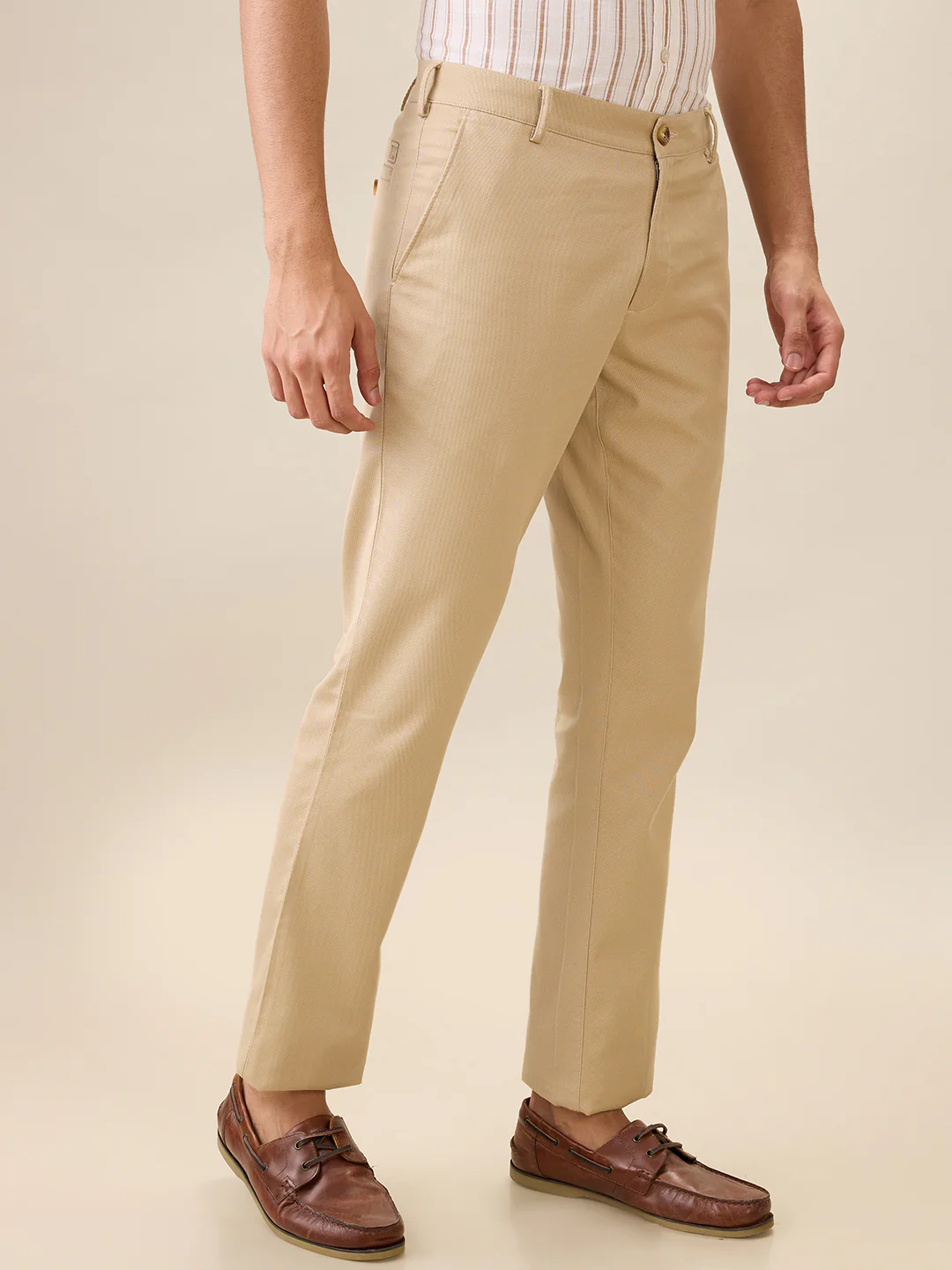 Colorplus Men Khaki Dobby Slim Fit Cotton Trouser - Image 2