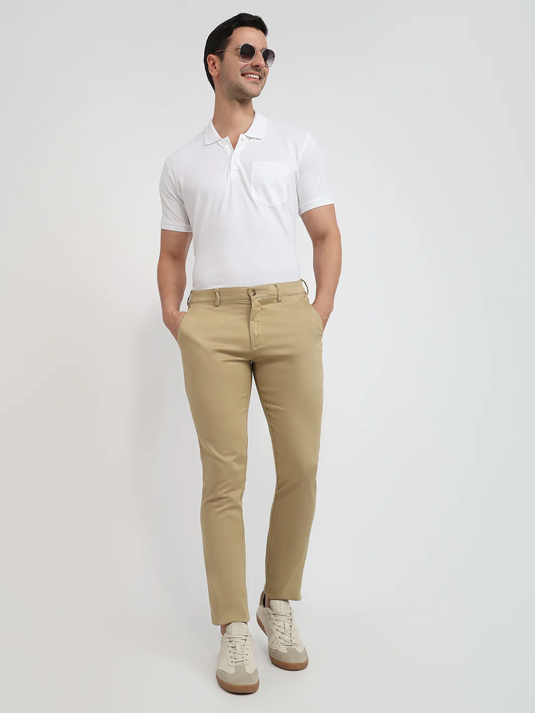 Colorplus Men Khaki Dobby Super Slim Fit Cotton Blend Trouser - Image 5