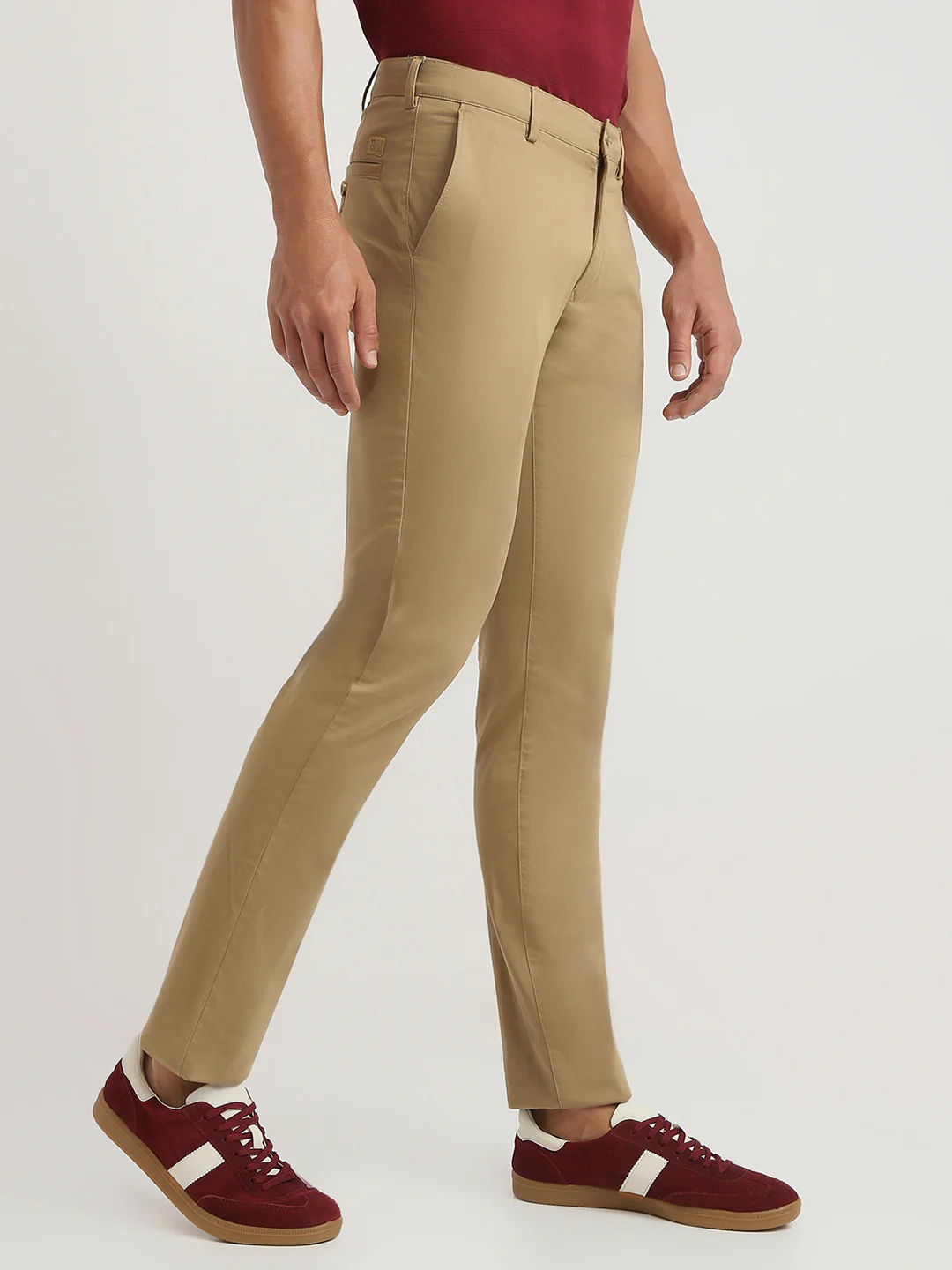 Colorplus Men Khaki Plain Slim Fit Cotton Blend Trouser - Image 2