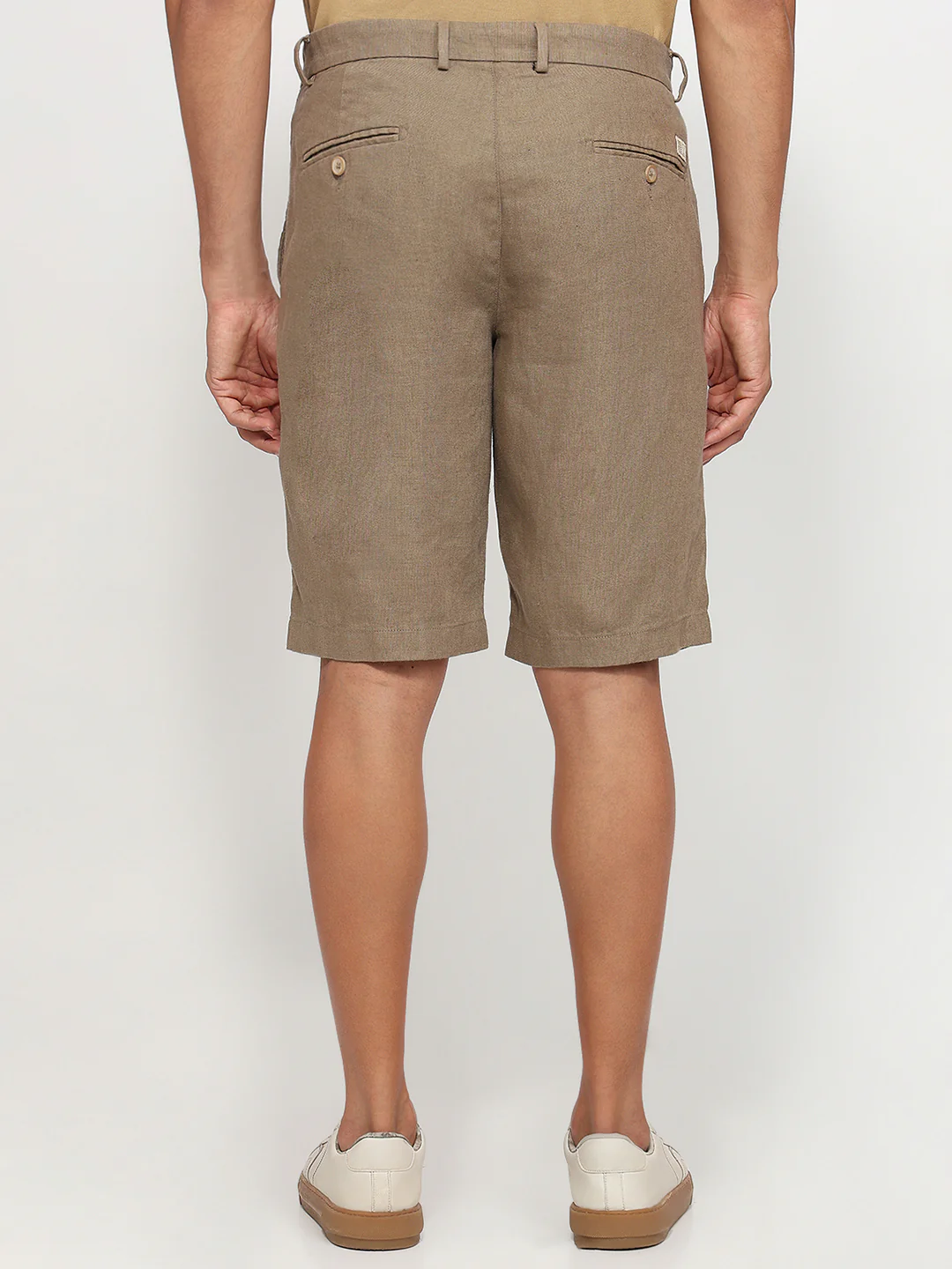 Colorplus Men Khaki Regular Fit Plain Linen Shorts - Image 4