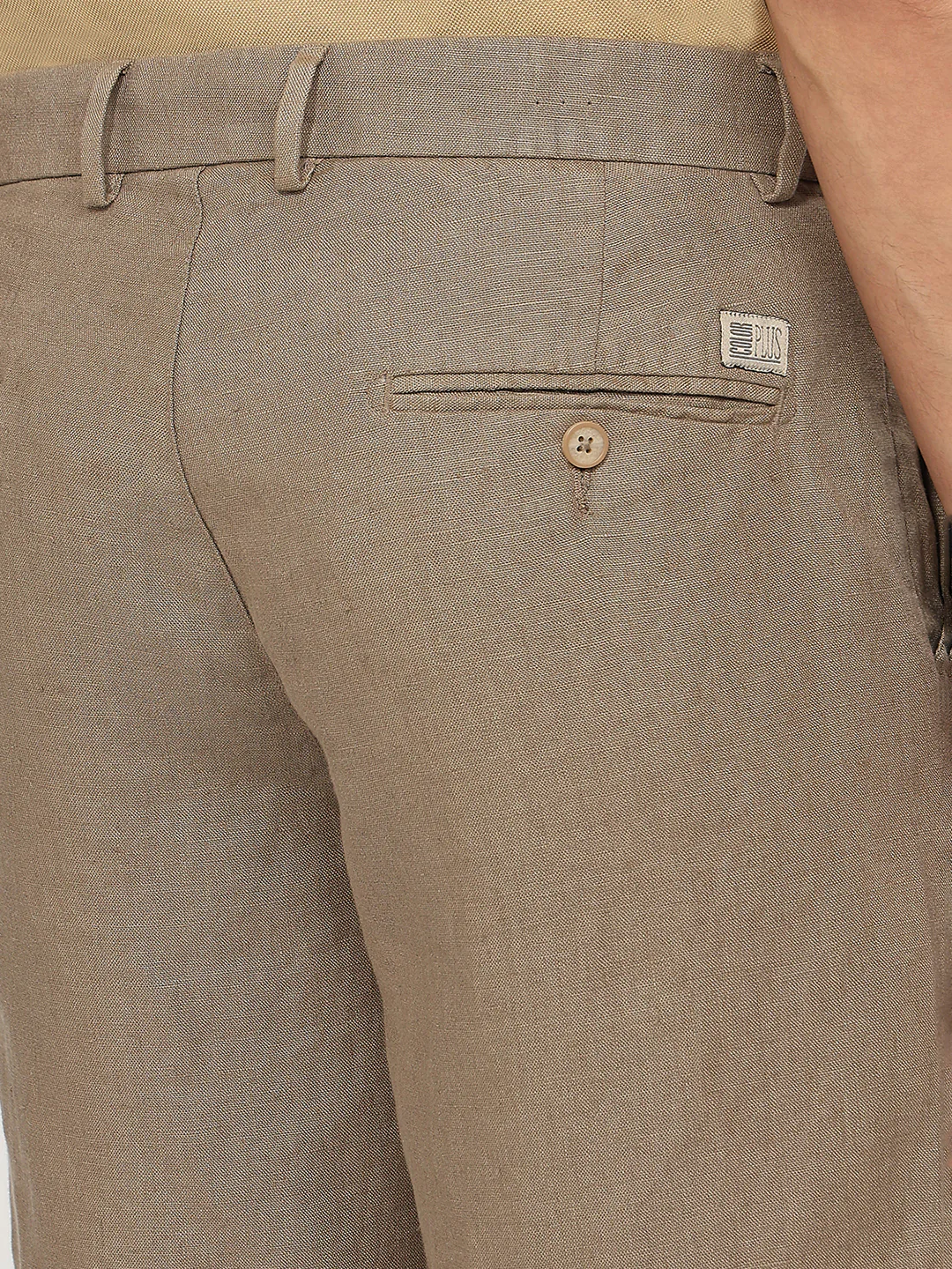 Colorplus Men Khaki Regular Fit Plain Linen Shorts - Image 7