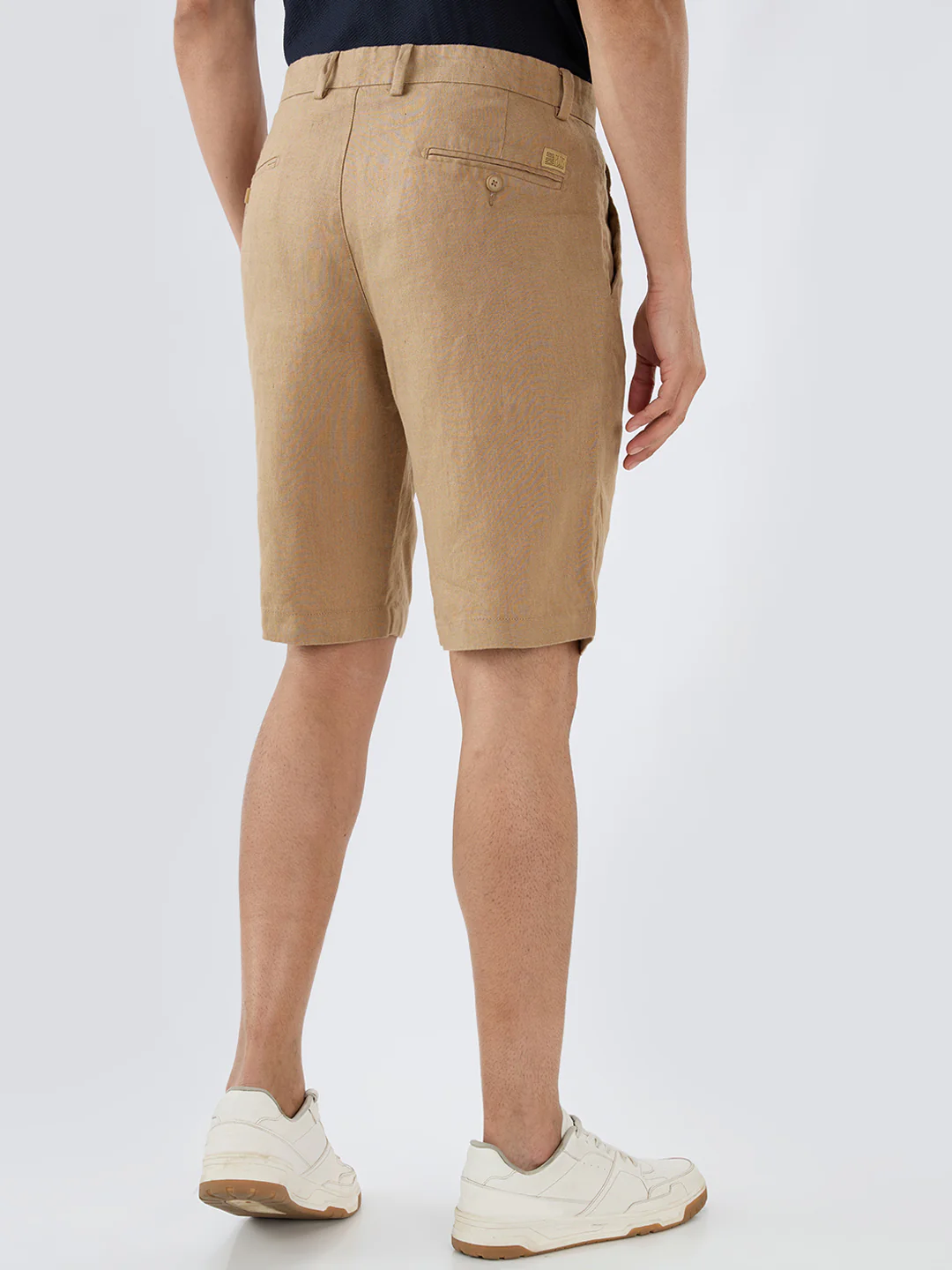 Colorplus Men Khaki Regular Fit Plain Linen Shorts - Image 4