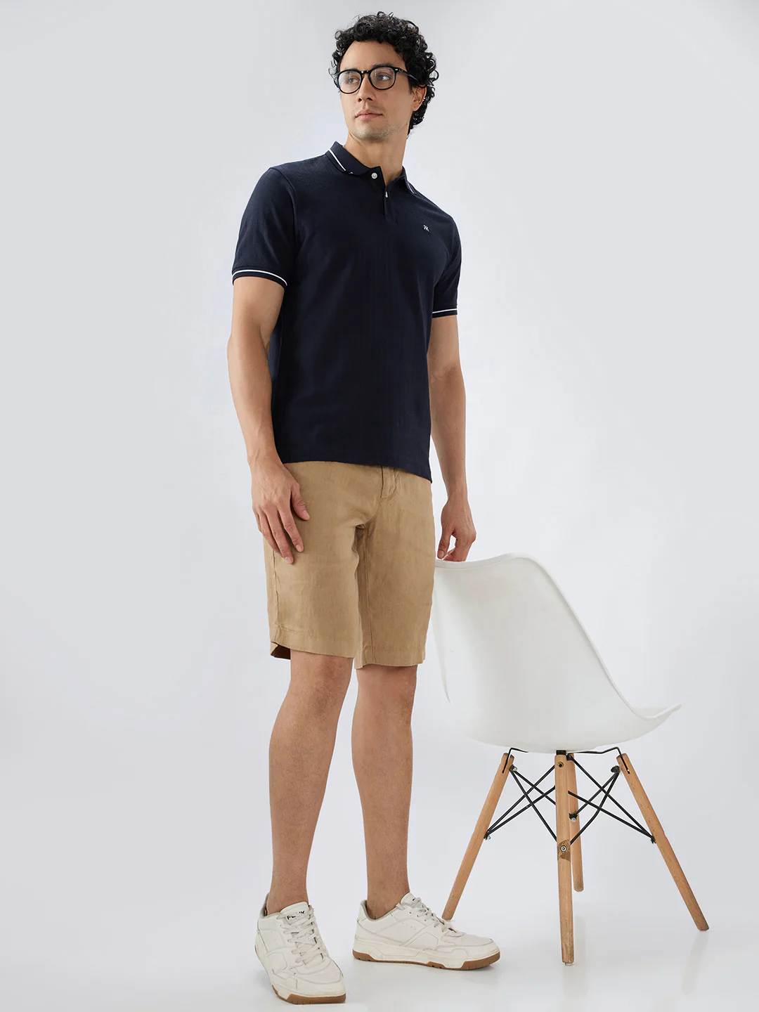 Colorplus Men Khaki Regular Fit Plain Linen Shorts - Image 7