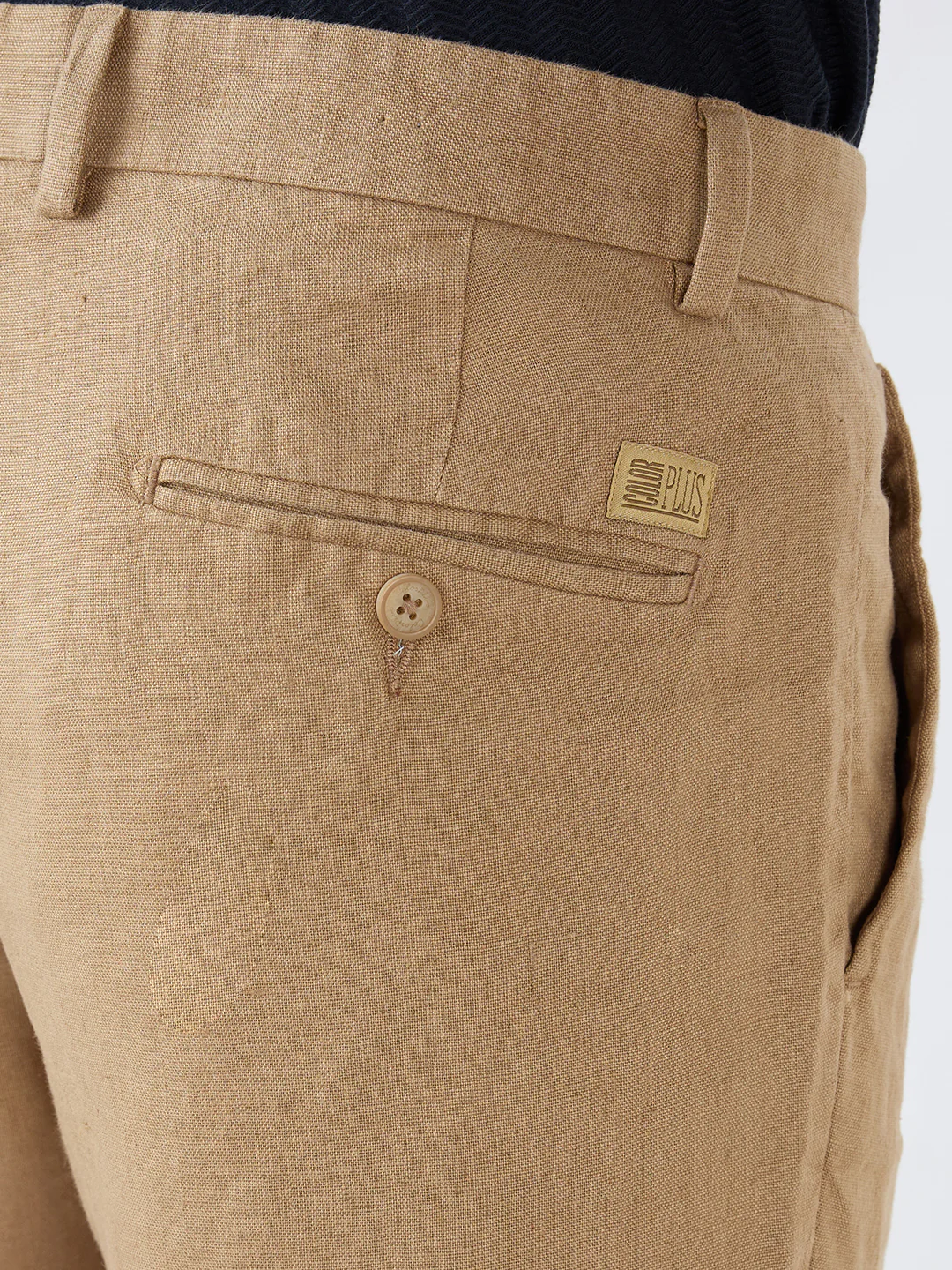 Colorplus Men Khaki Regular Fit Plain Linen Shorts - Image 8
