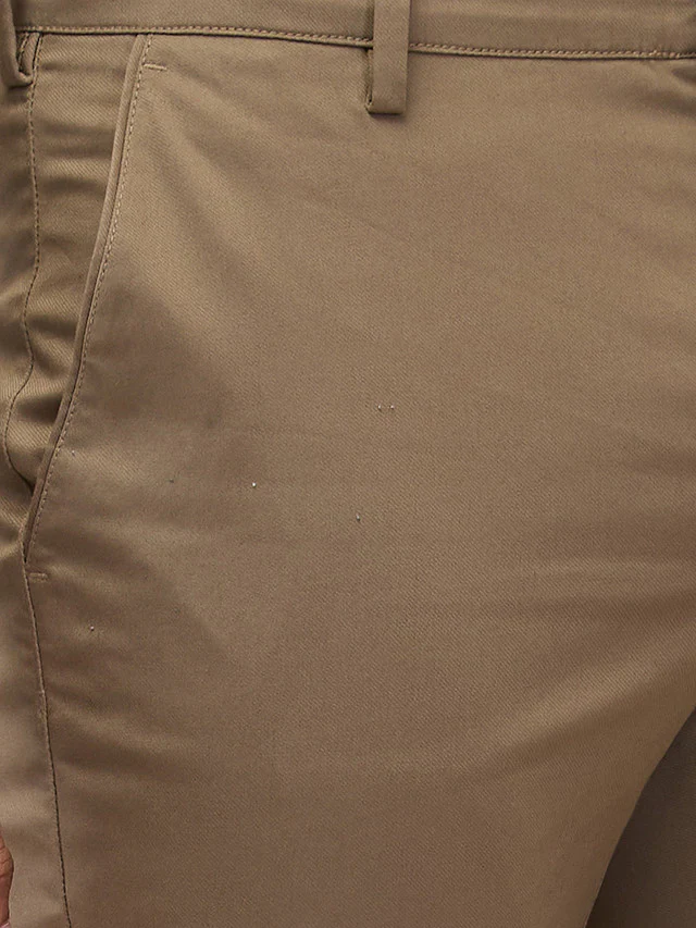 Colorplus Men Khaki Solid Slim Fit Cotton Blend Trouser - Image 6