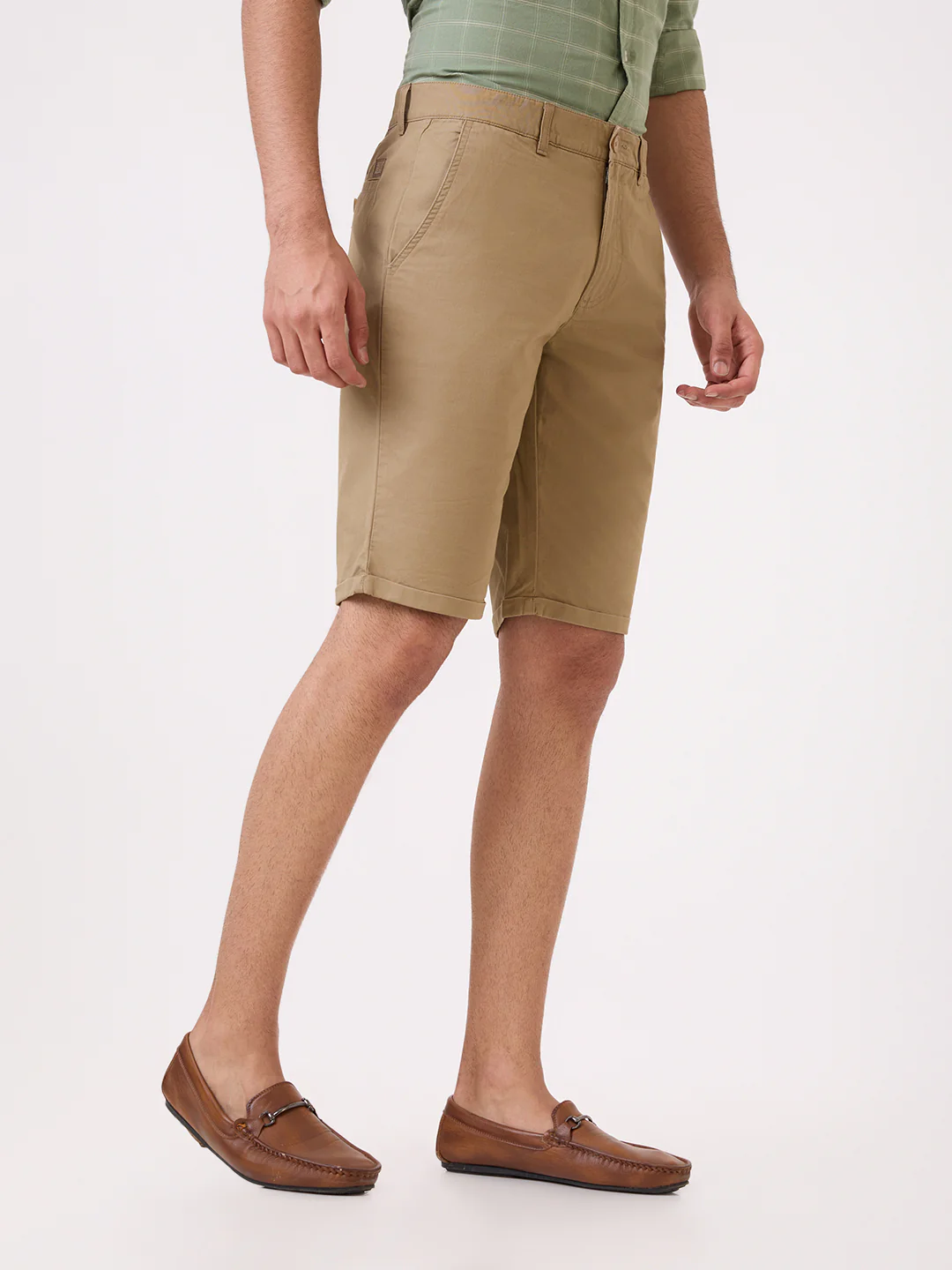 Colorplus Men Khaki Twill Regular Fit Cotton Blend Shorts - Image 3