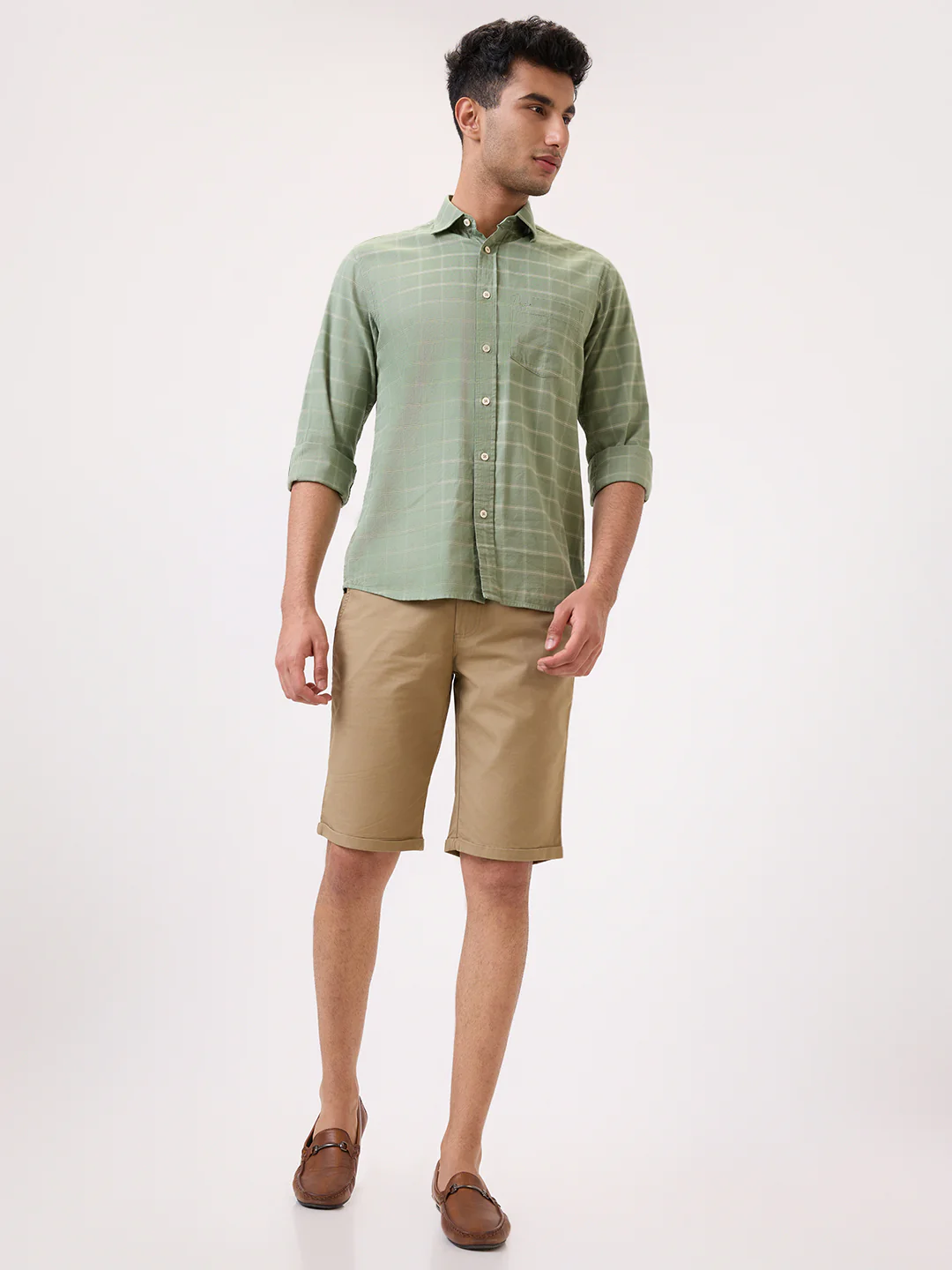 Colorplus Men Khaki Twill Regular Fit Cotton Blend Shorts - Image 5