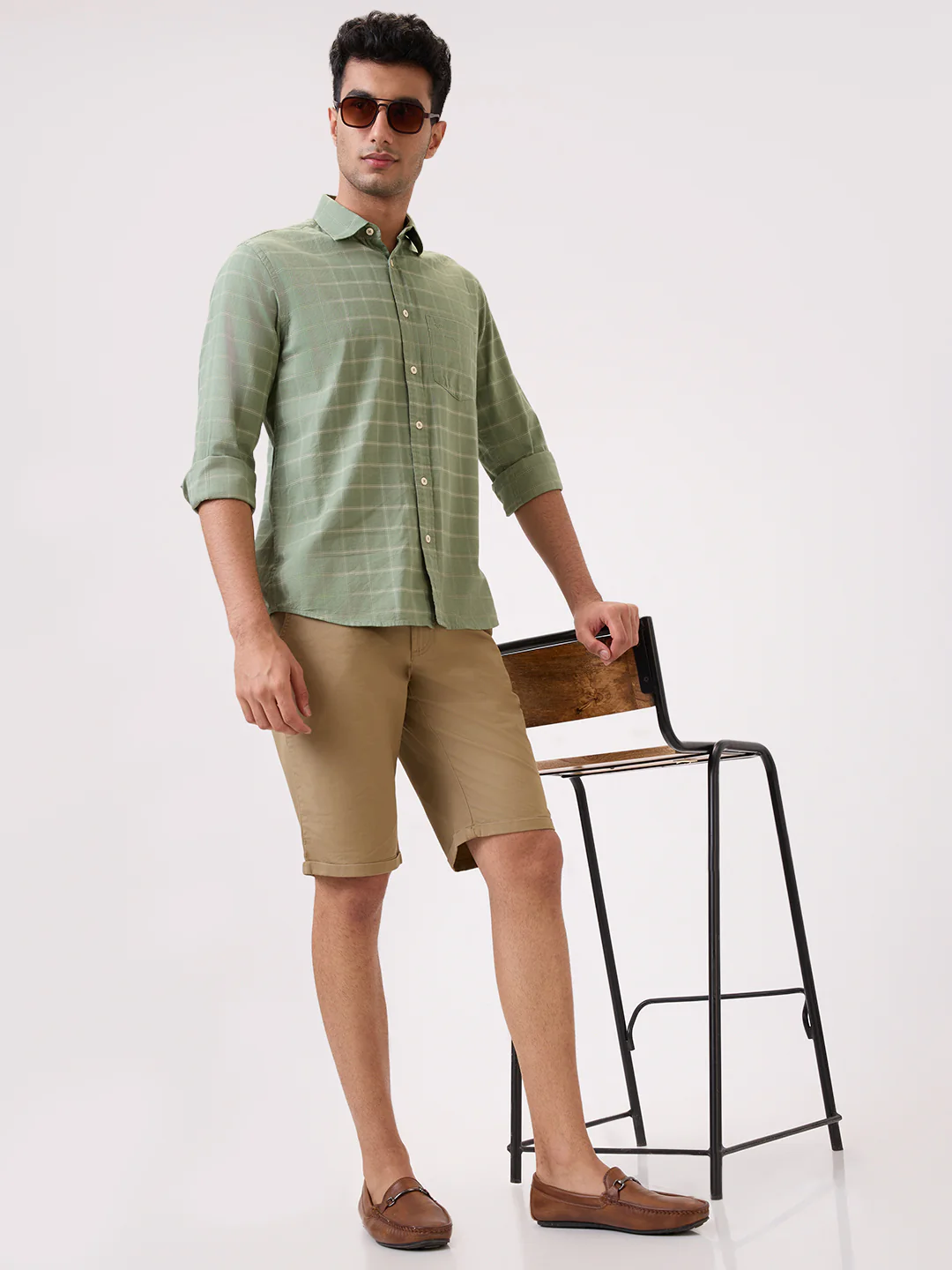 Colorplus Men Khaki Twill Regular Fit Cotton Blend Shorts - Image 6